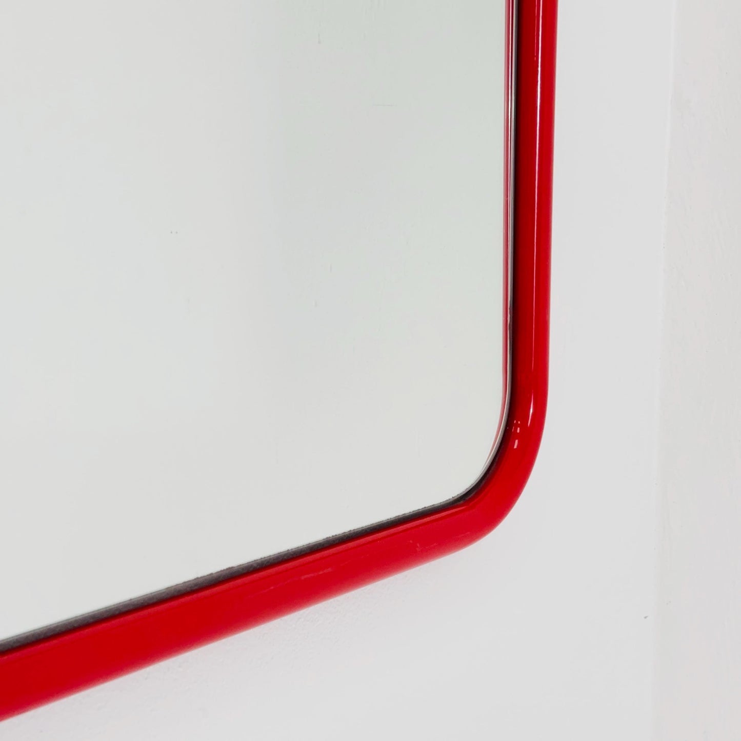 Mid century Space Age Chrom Red Wall Mirror — Germany 1970s