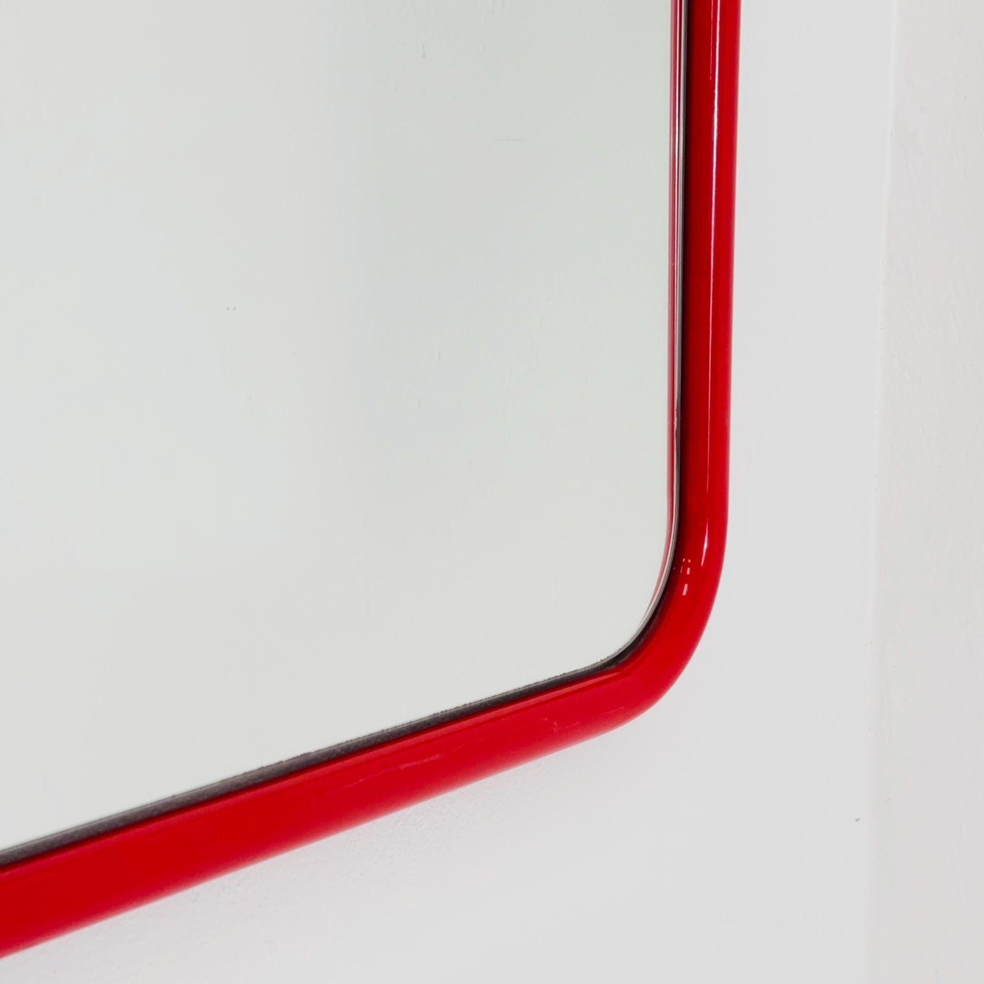 Mid century Space Age Chrom Red Wall Mirror — Germany 1970s