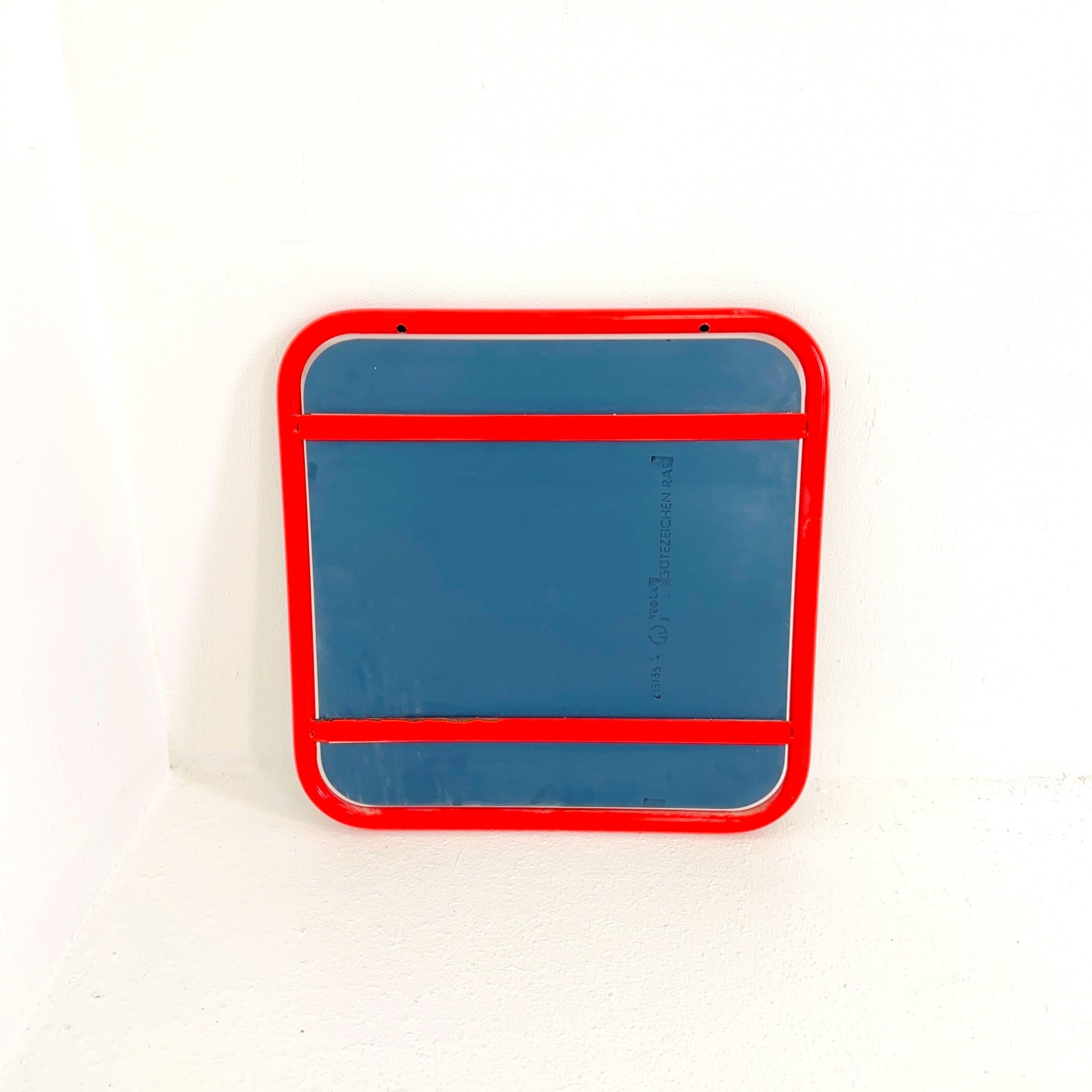 Mid century Space Age Chrom Red Wall Mirror — Germany 1970s