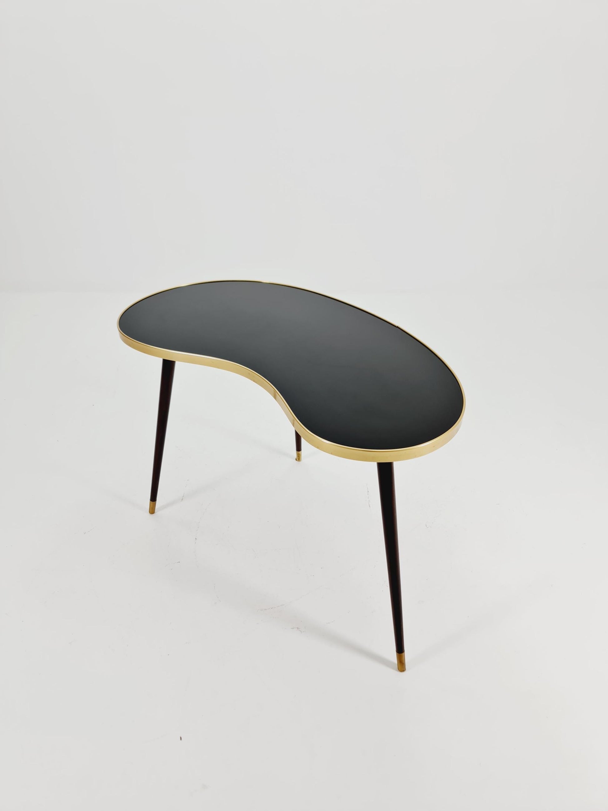 German Mid-Century Tripod Glass & Brass Coffee Table By Else 1950s