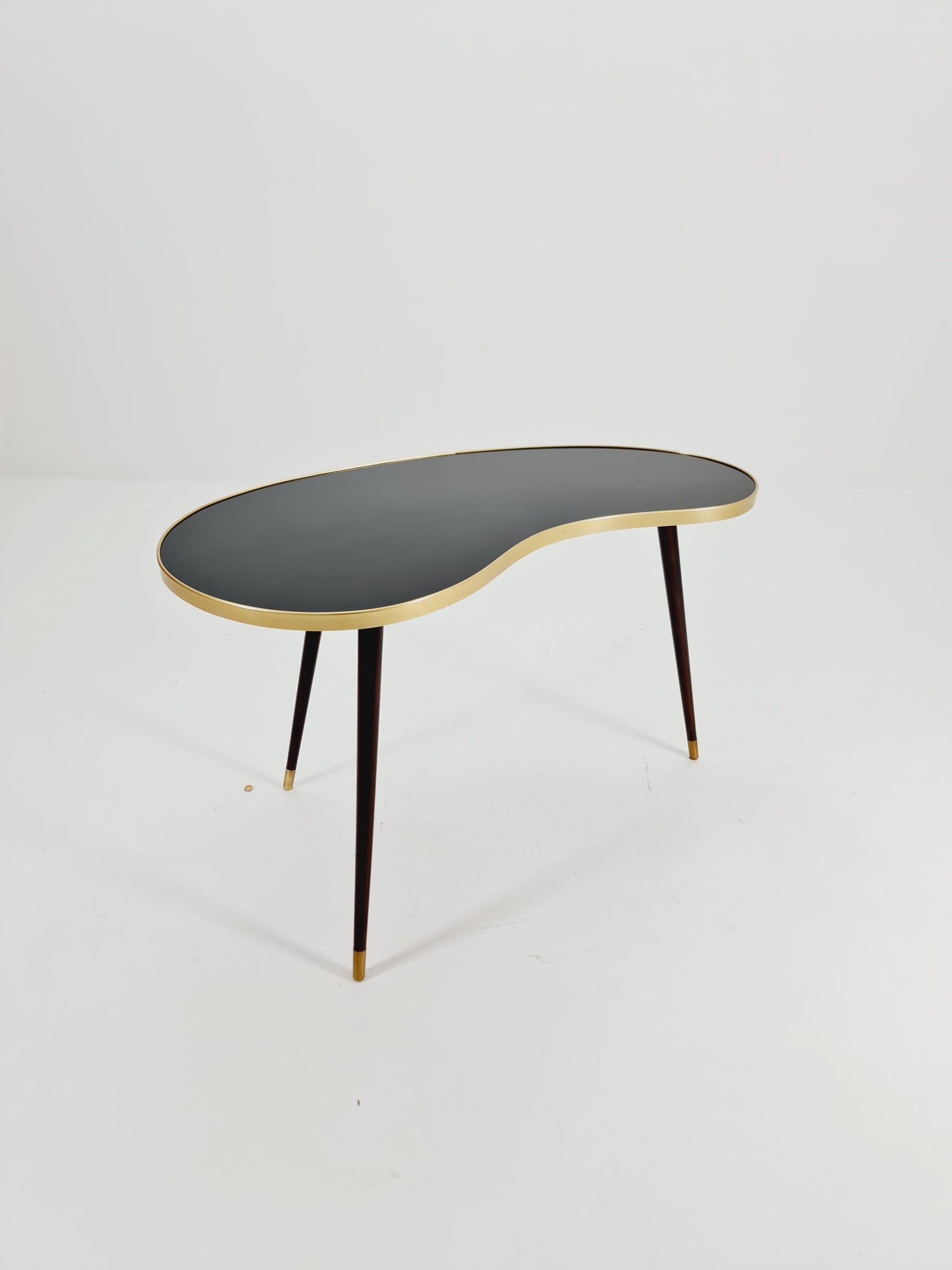 German Mid-Century Tripod Glass & Brass Coffee Table By Else 1950s