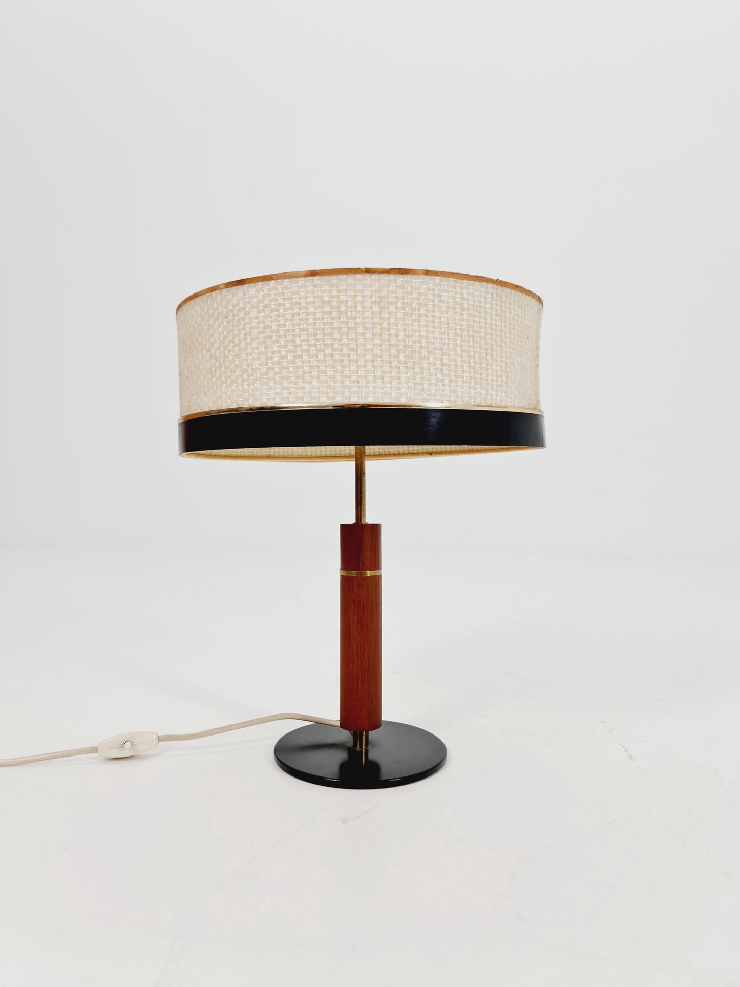 Mid century teak & brass table lamp by Vereinigte Werkstätten München, Germany, 1960s