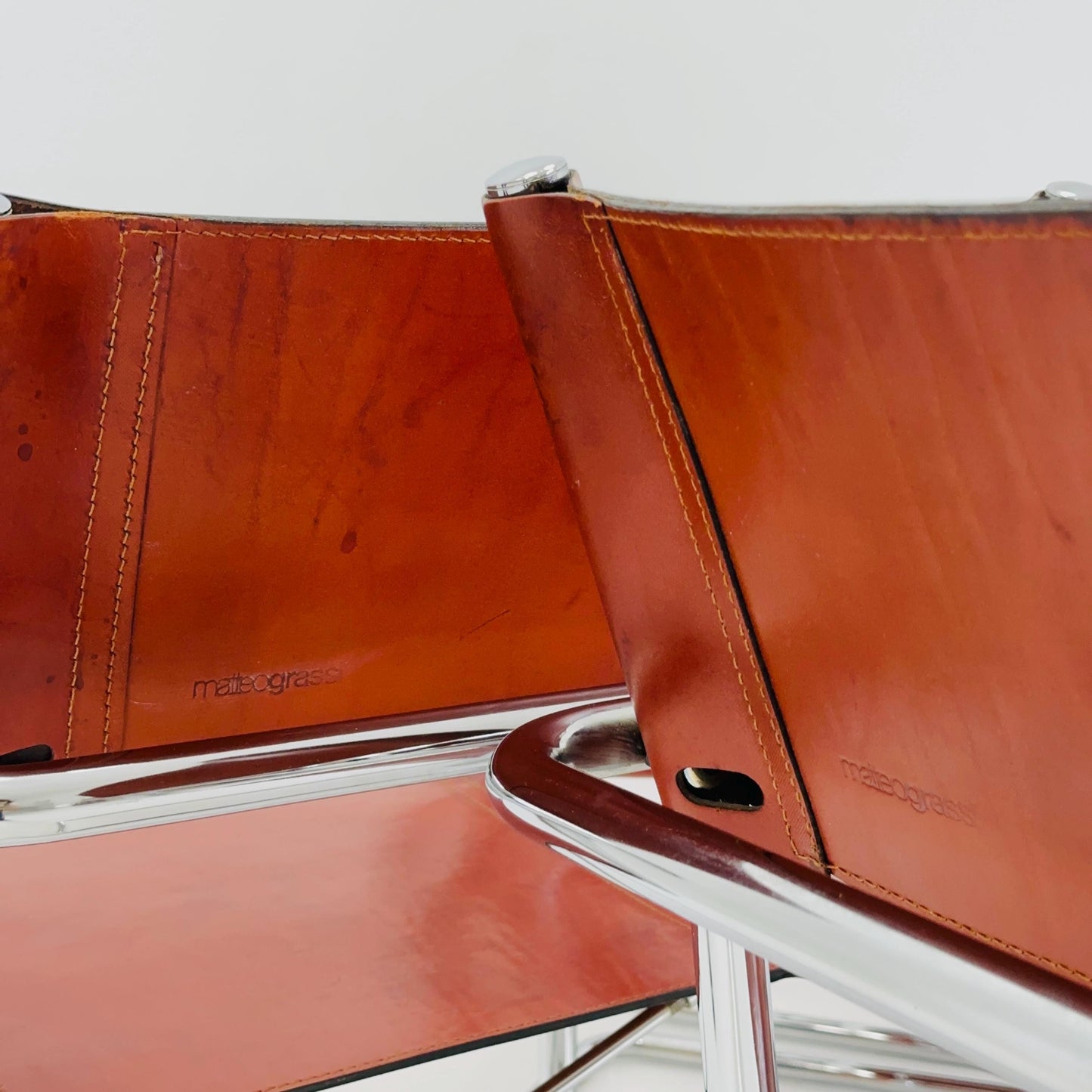 Set of 6 Model MG5 Centro Studi dining cognac leather chairs by Mart Stam & Marcel Breuer for Matteo Grassi, 1980s