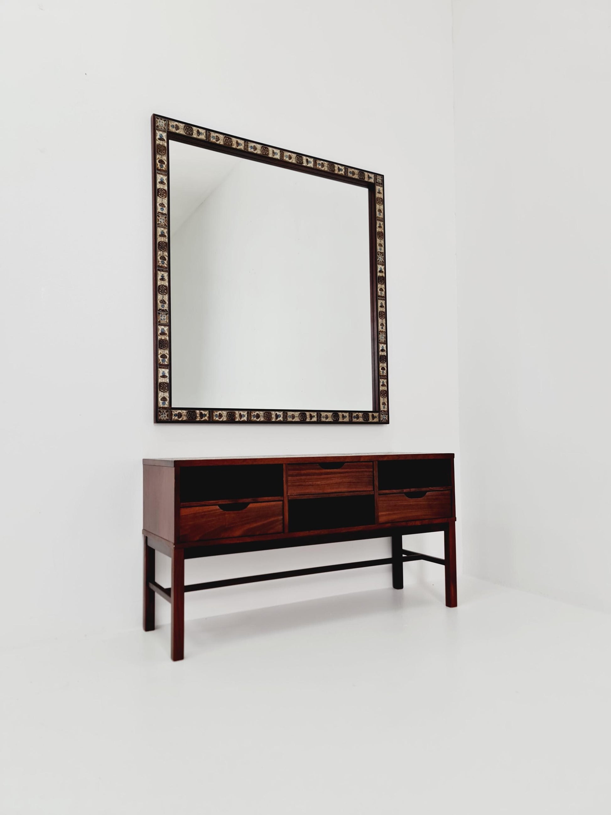high quality sideboard and Big Mirror by designer Severin Hansen for Haslev and Royal copenhagen 1960s
