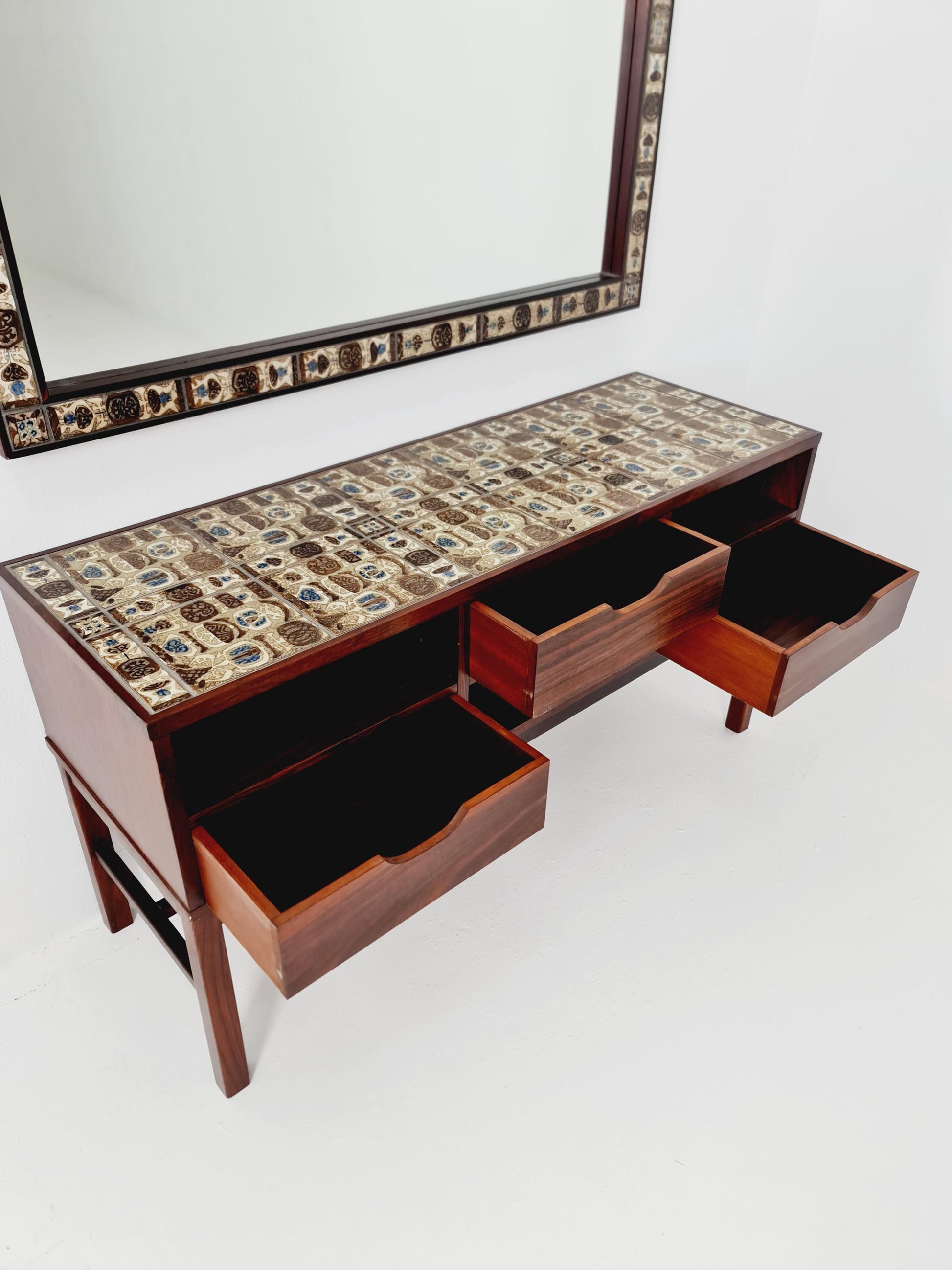 high quality sideboard and Big Mirror by designer Severin Hansen for Haslev and Royal copenhagen 1960s