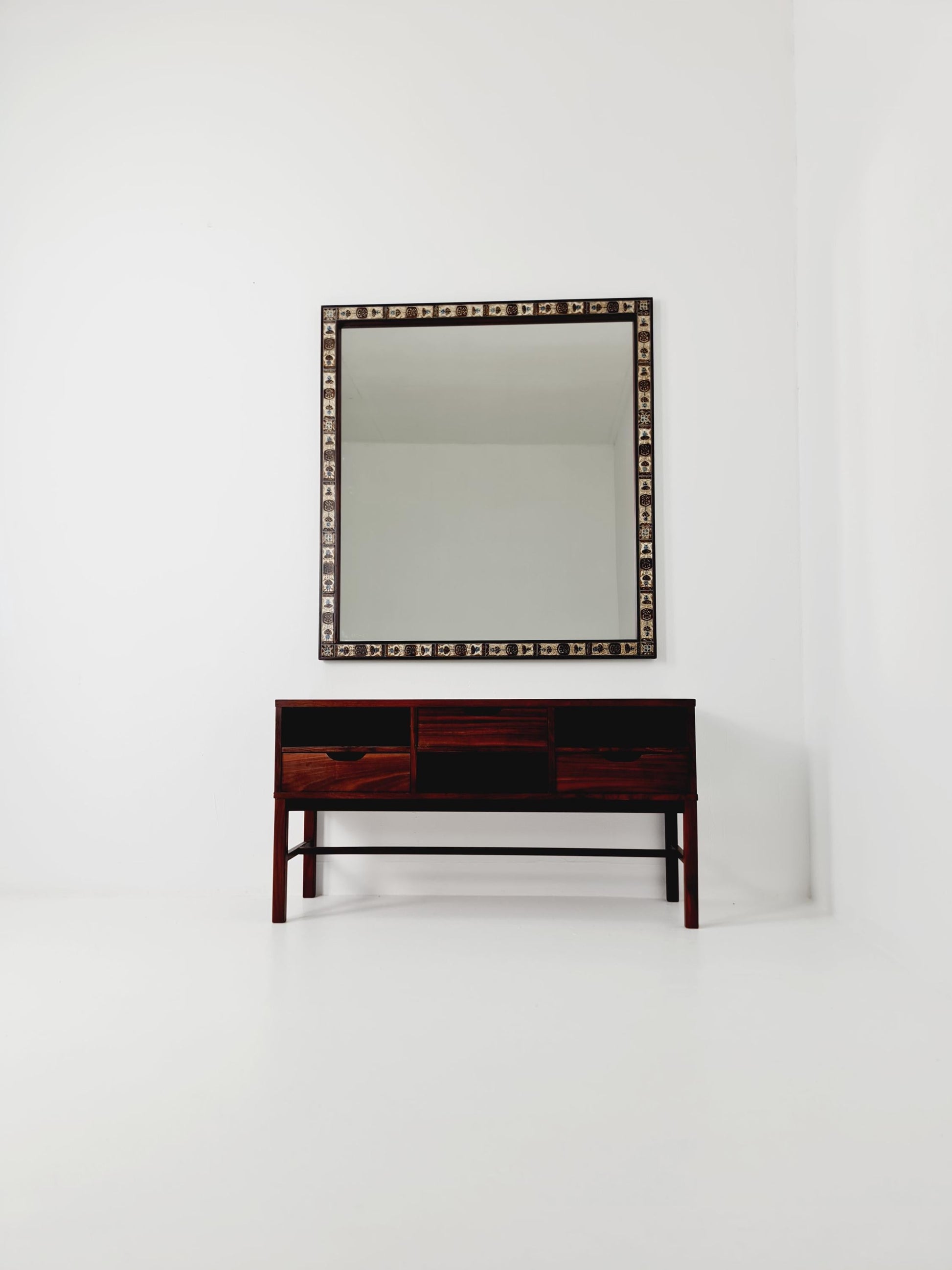 high quality sideboard and Big Mirror by designer Severin Hansen for Haslev and Royal copenhagen 1960s