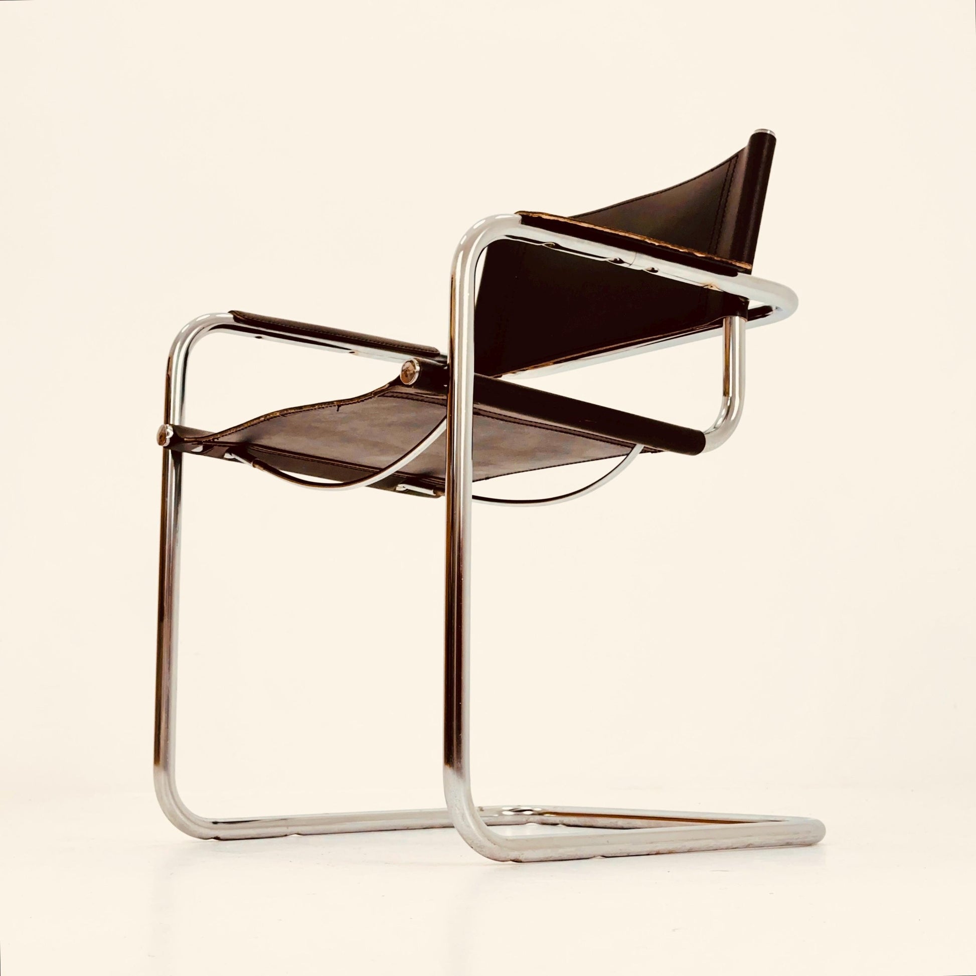 Mid-Century Bauhaus Dark Brown Armchair by Centro Studio Italy, 1980s