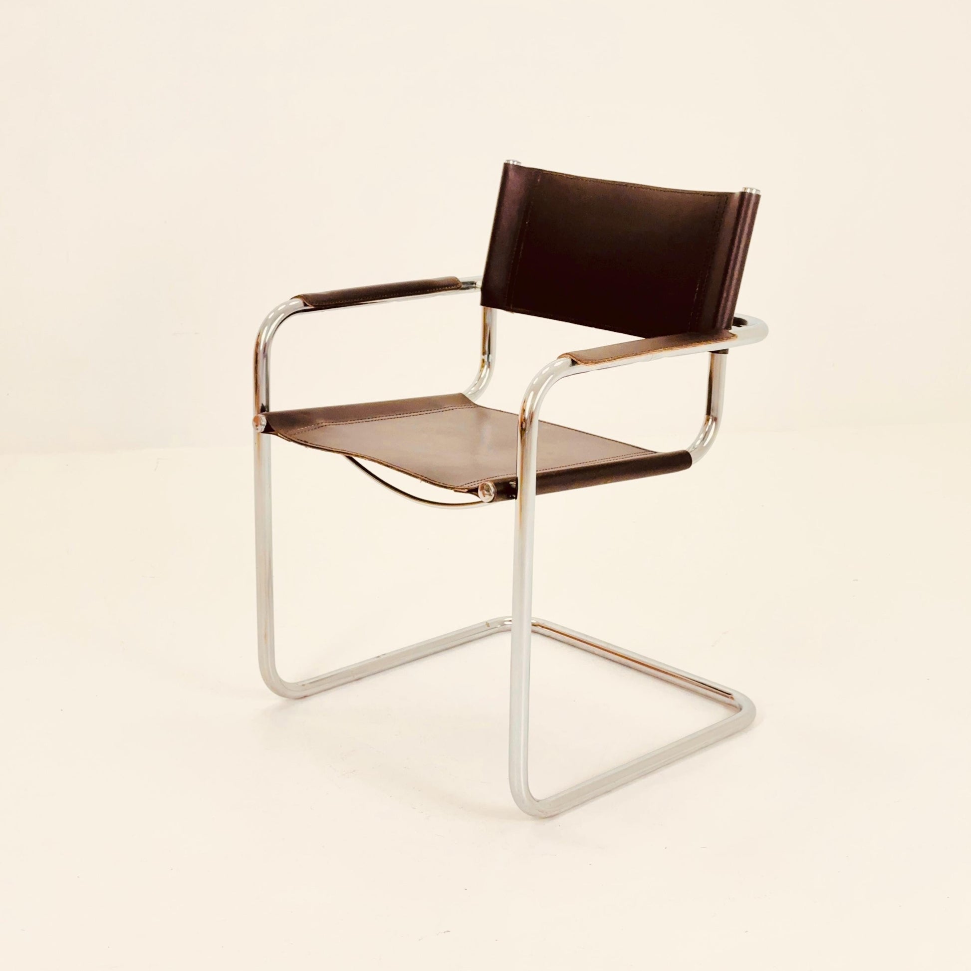 Mid-Century Bauhaus Dark Brown Armchair by Centro Studio Italy, 1980s