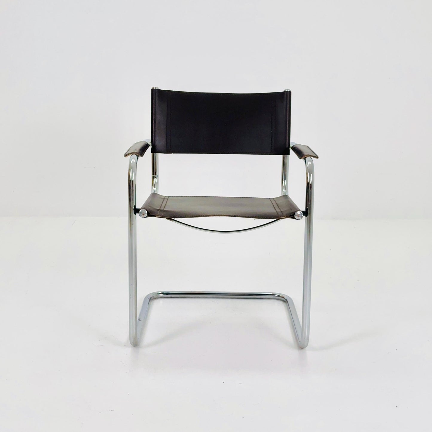 Mid-Century Bauhaus Dark Brown Armchair by Centro Studio Italy, 1980s