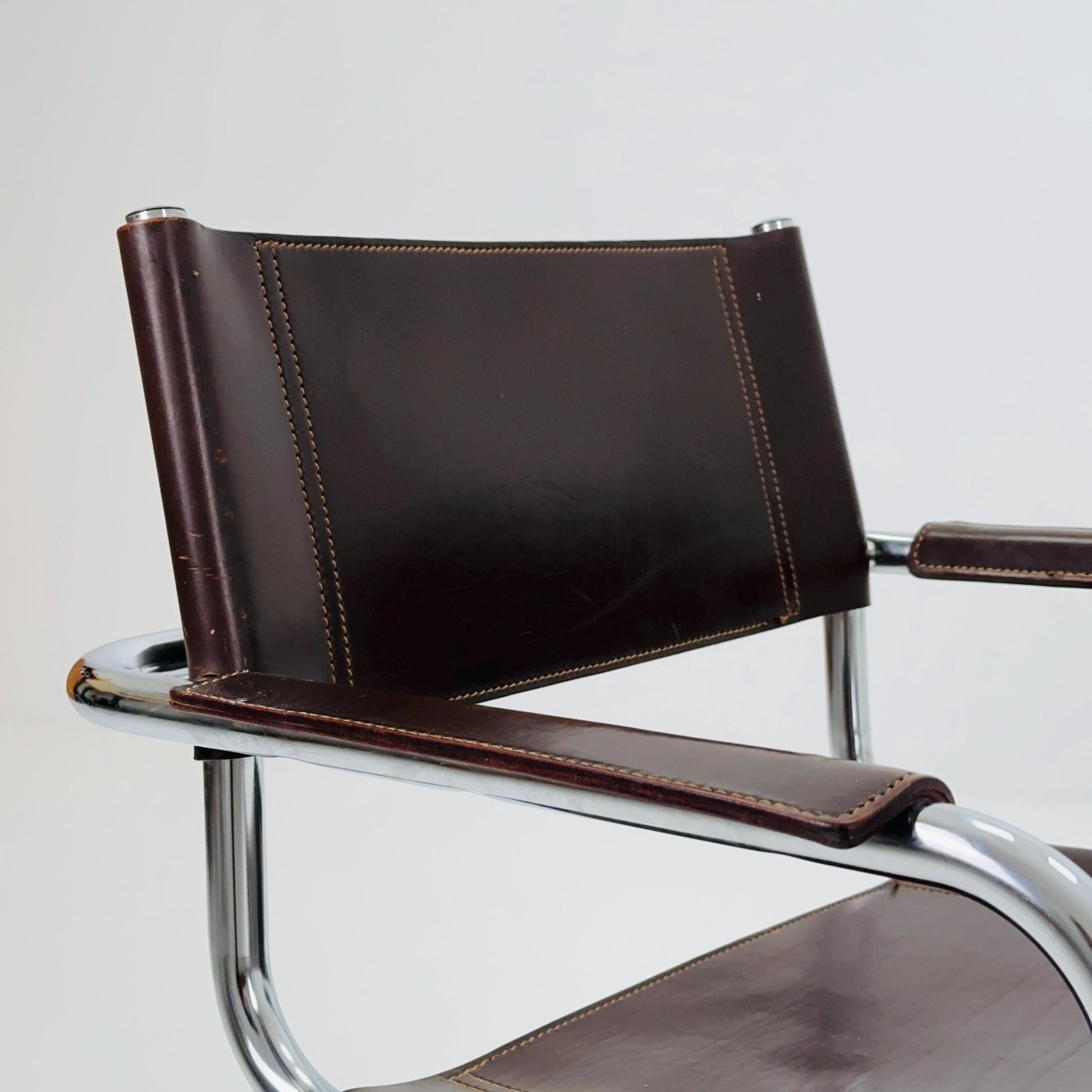 Mid-Century Bauhaus Dark Brown Armchair by Centro Studio Italy, 1980s