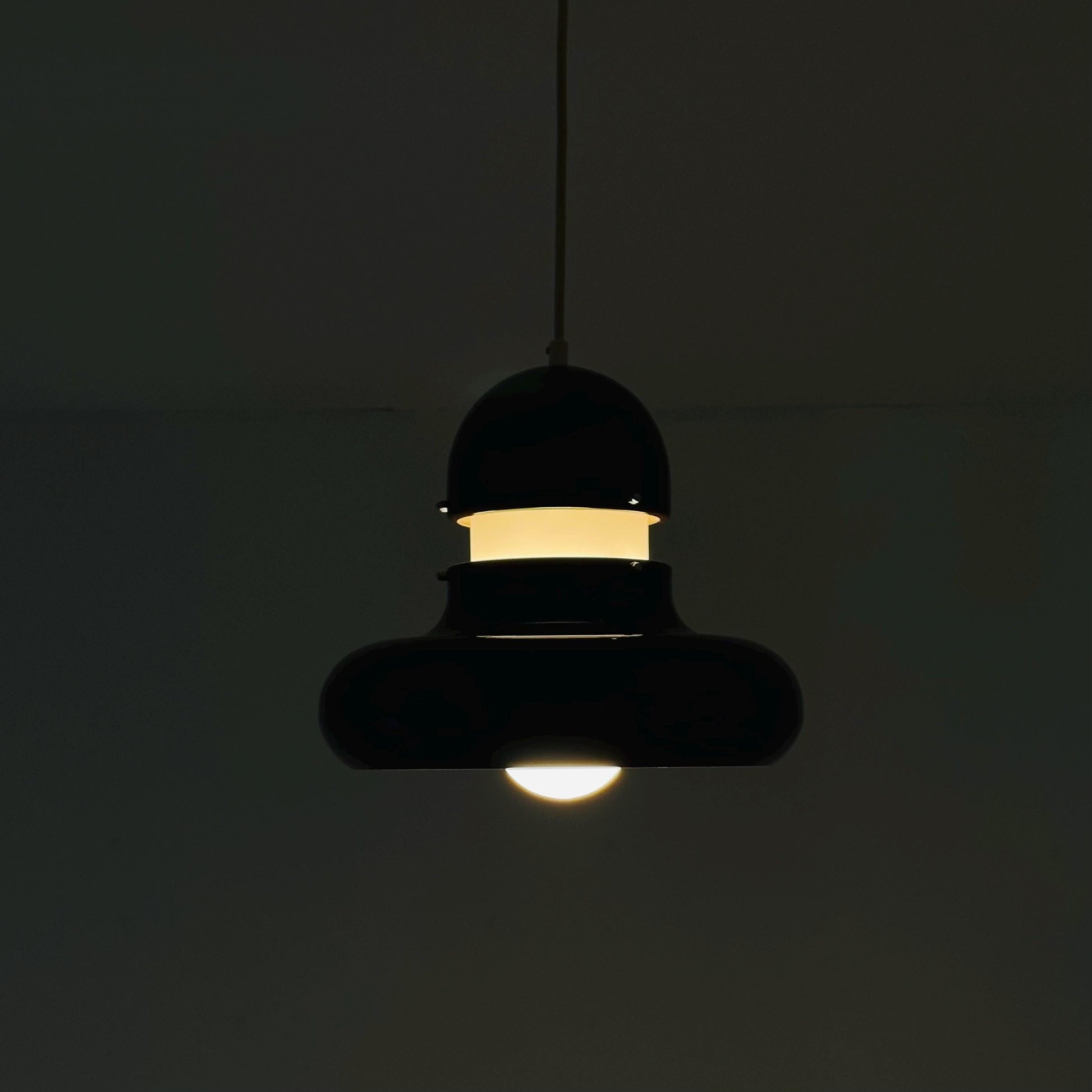 Mid century brown chrome UFO hanging lamp by Hillebrand Lighting, 1970s Germany