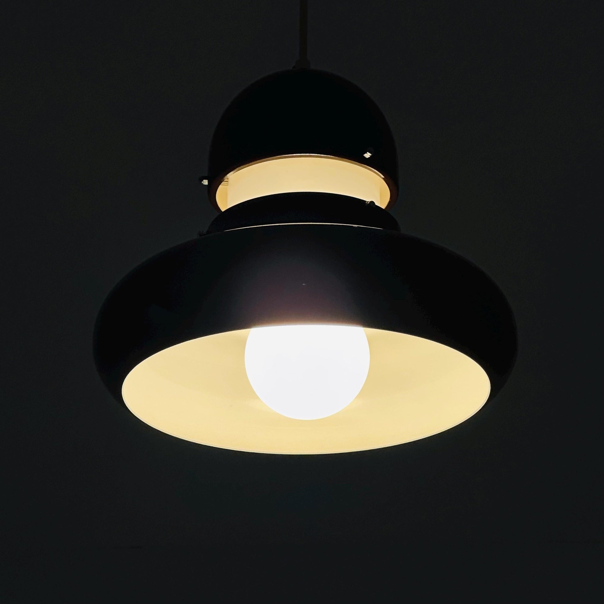 Mid century brown chrome UFO hanging lamp by Hillebrand Lighting, 1970s Germany