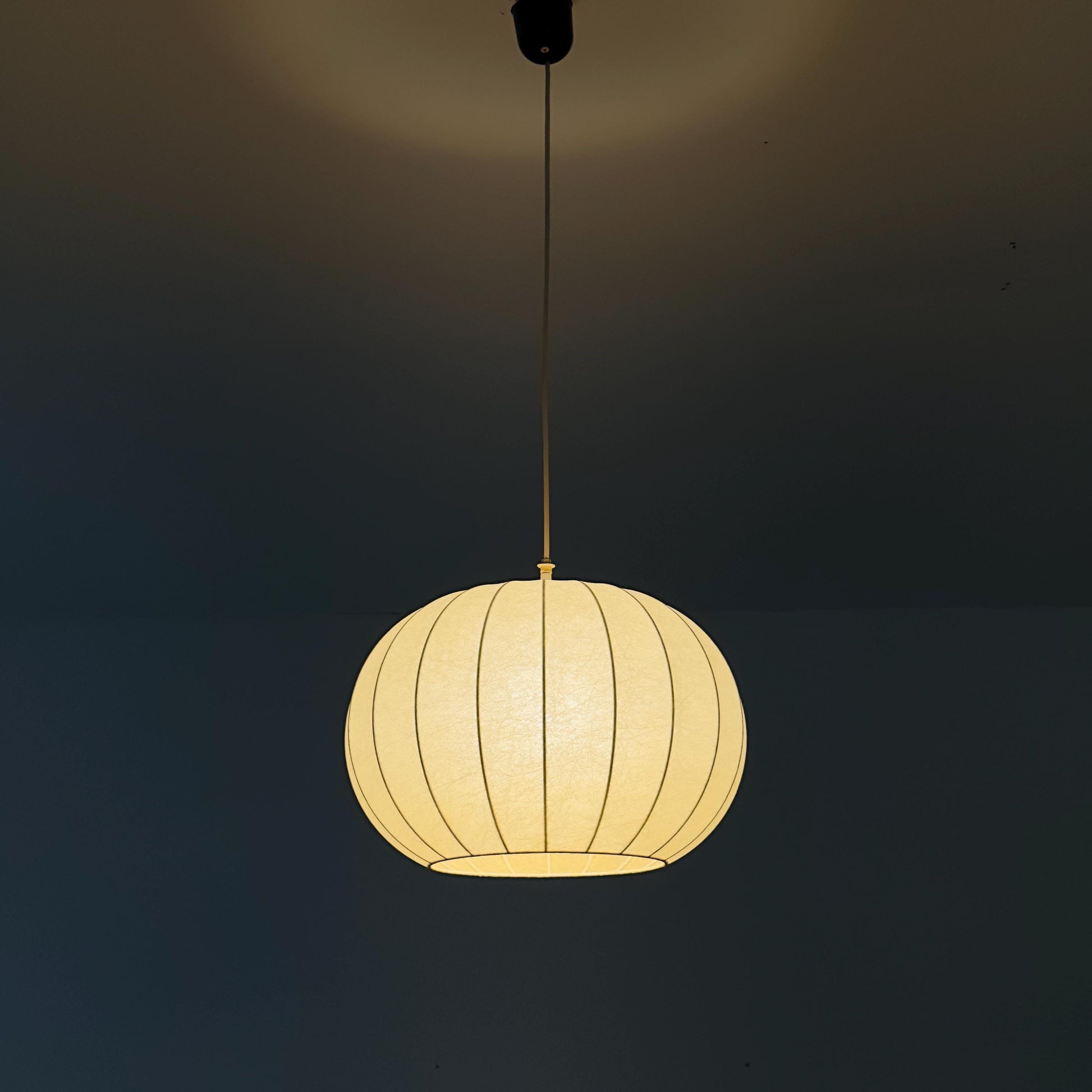 Mid-Century Italian Round Cocoon Pendant Lamp by Achille Castiglioni 1960s