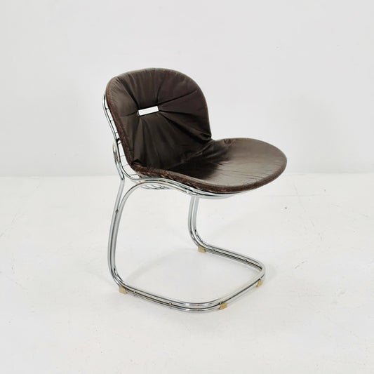 Mid century Bauhaus brown Sabrina dining chair by Gaston’s Rinaldi for Rima ,1970s Italy