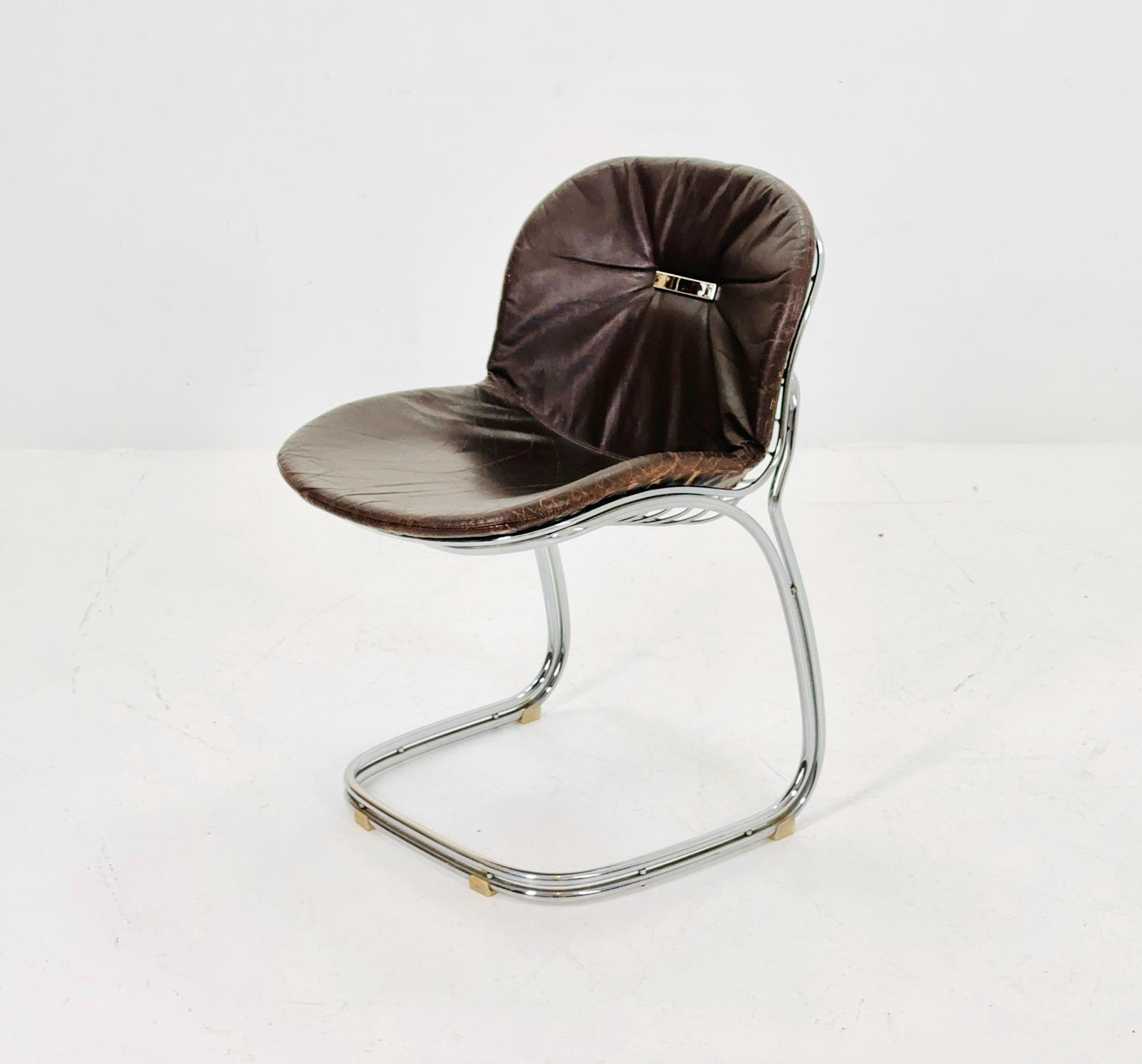 Mid century Bauhaus brown Sabrina dining chair by Gaston’s Rinaldi for Rima ,1970s Italy