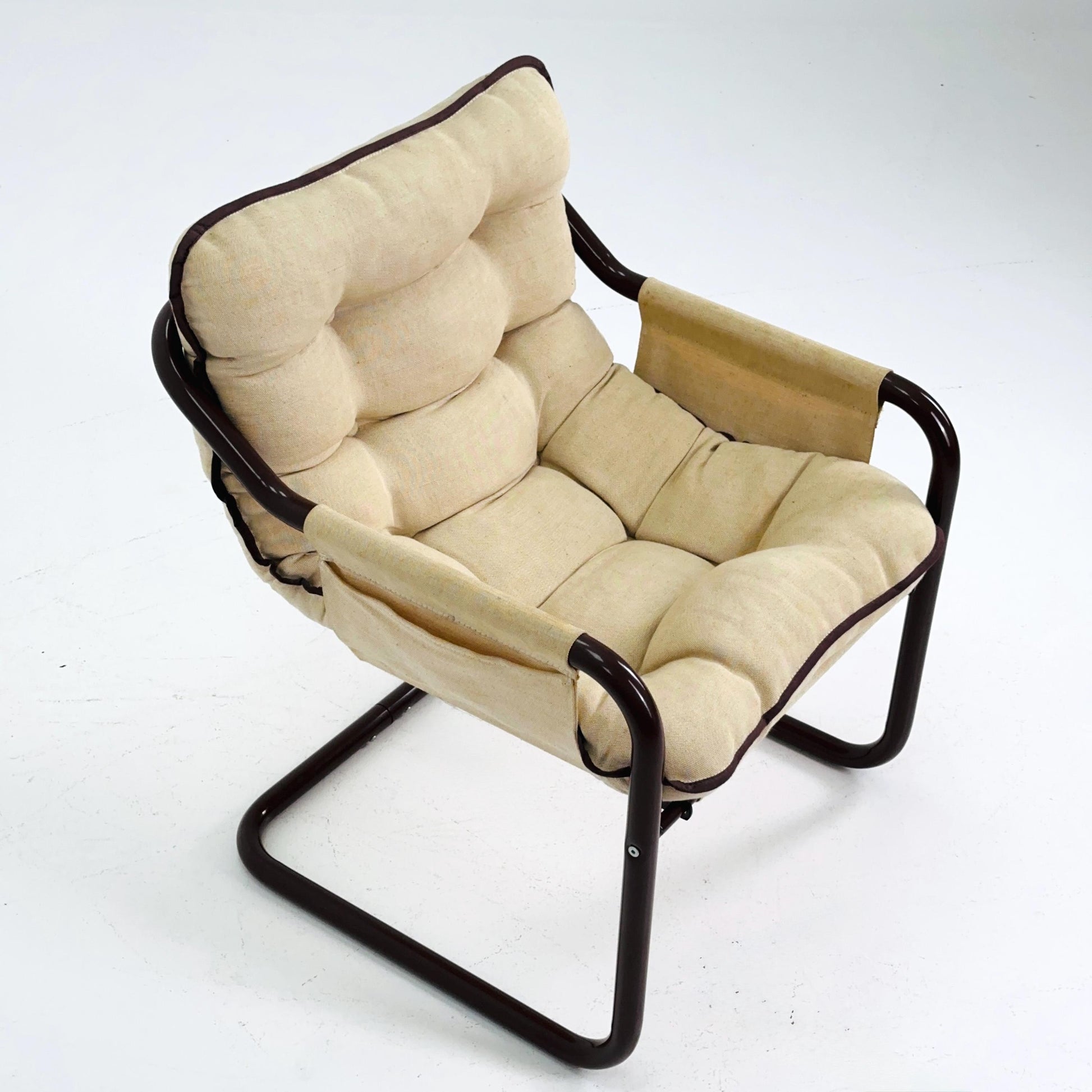 Mid century century Bauhaus tubular canvas armchair for Tomas Jelinek by IKEA 1980s