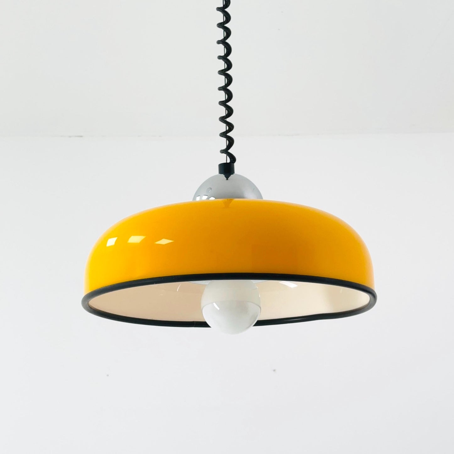 Mid century Spaceage Donuts orange adjustable pendant lamp Italy 1980s