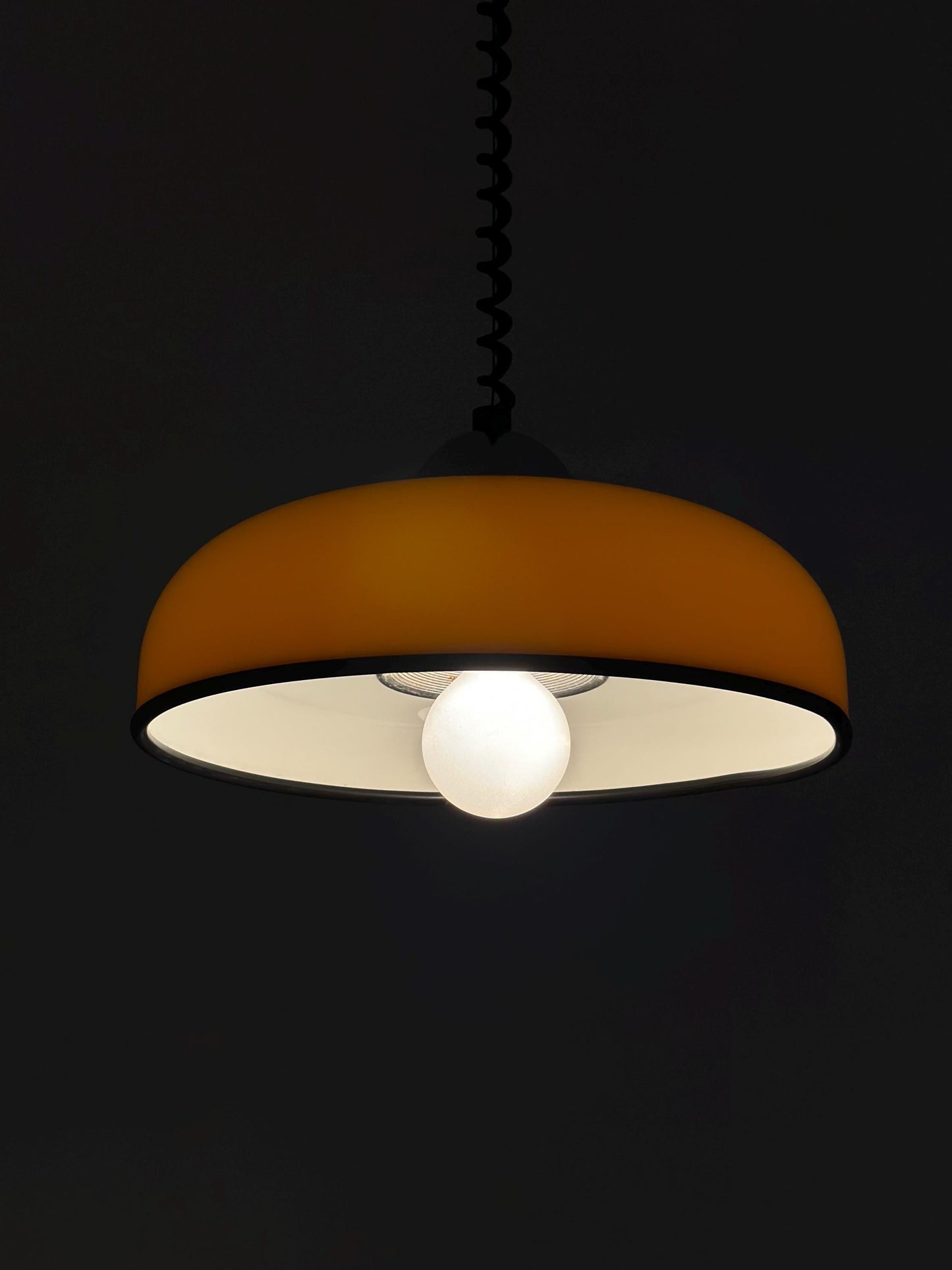 Mid century Spaceage Donuts orange adjustable pendant lamp Italy 1980s