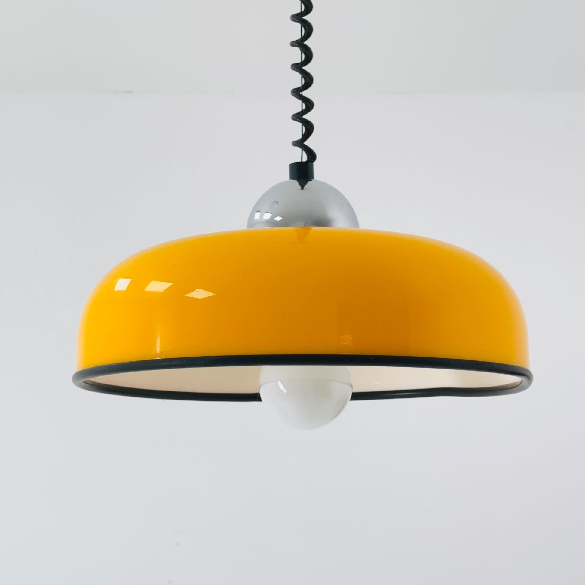 Mid century Spaceage Donuts orange adjustable pendant lamp Italy 1980s