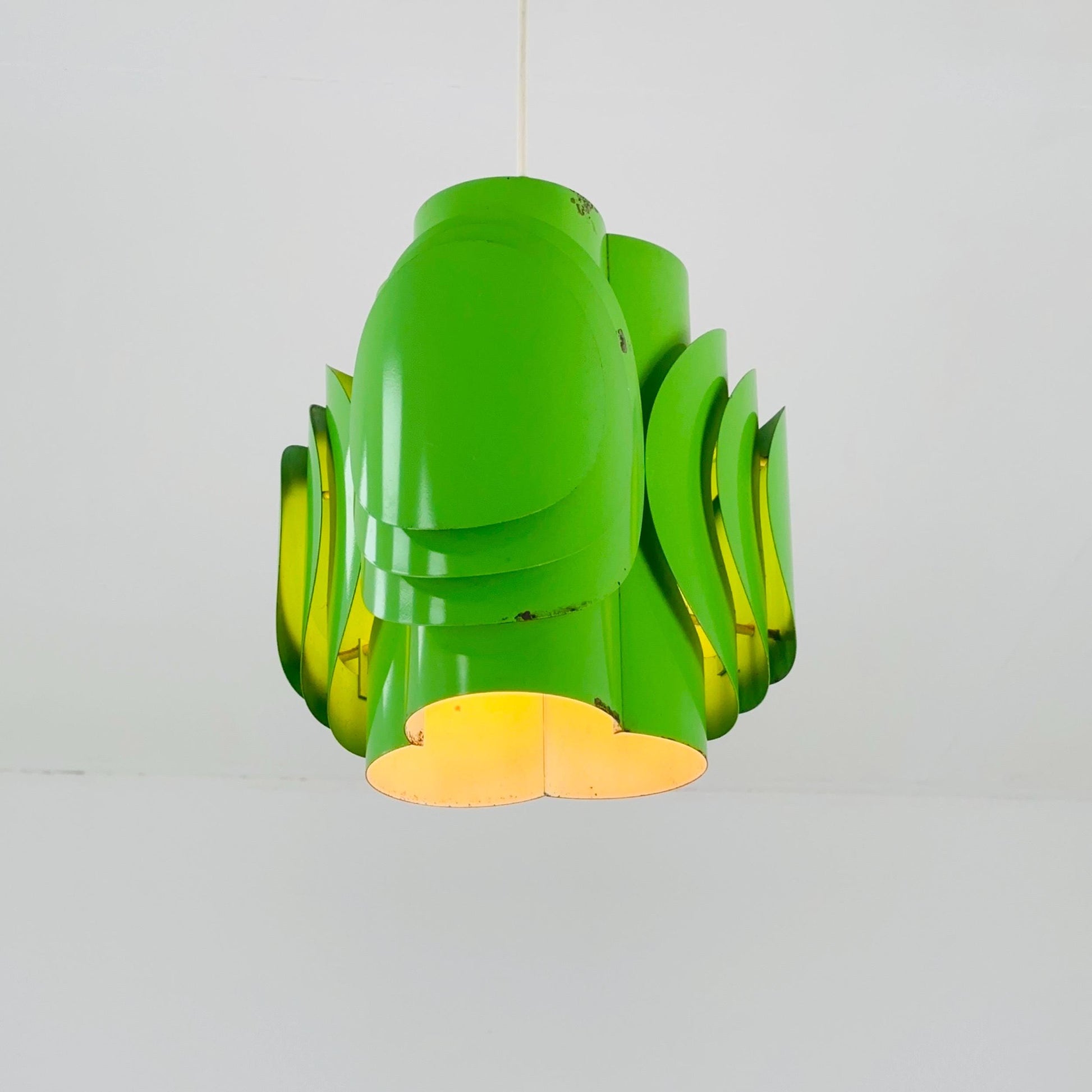 Mid-Century Danish Metal Pendant Green Lamp by Lyfa / Kay Korbing – Fog & Mørup, Denmark 1970s