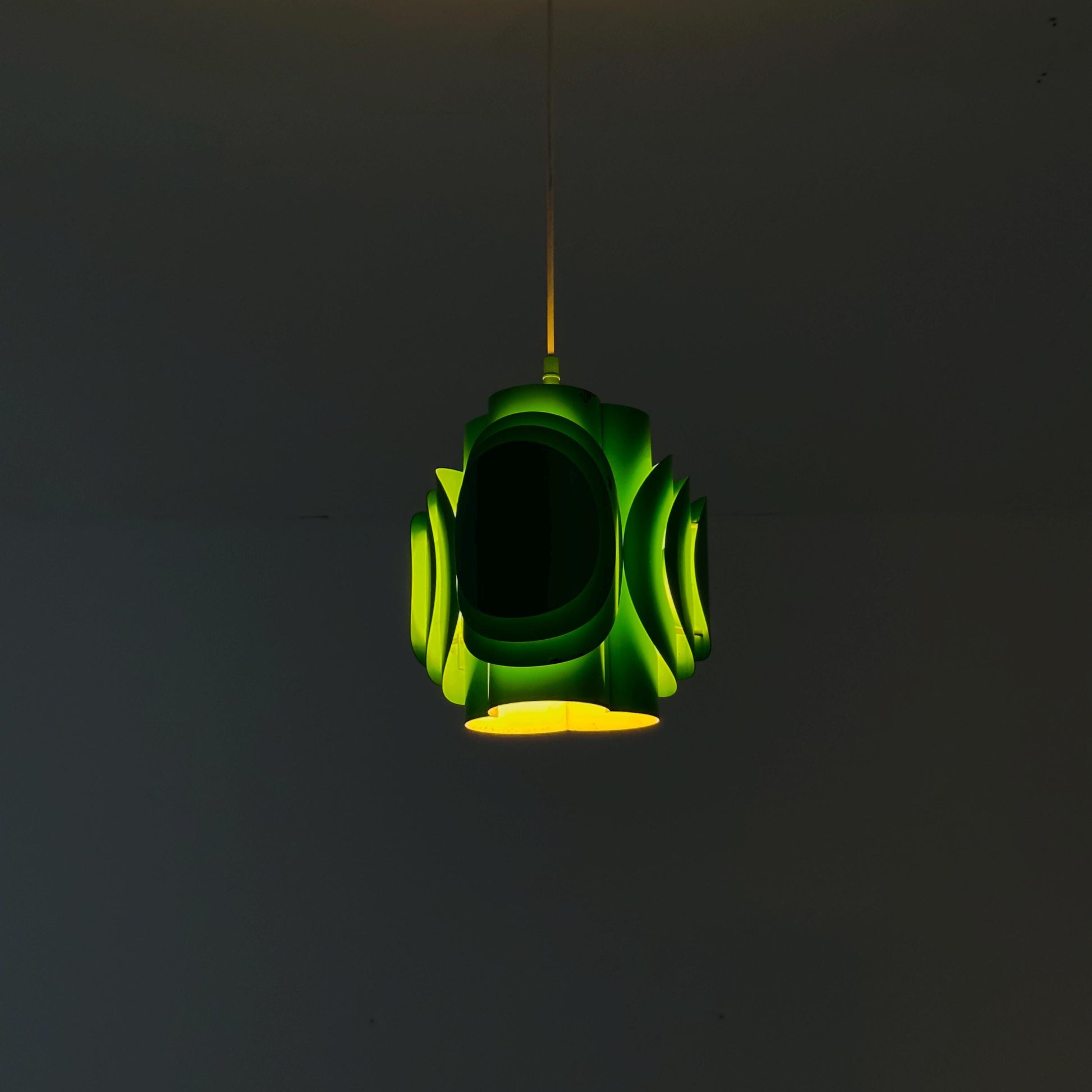 Mid-Century Danish Metal Pendant Green Lamp by Lyfa / Kay Korbing – Fog & Mørup, Denmark 1970s