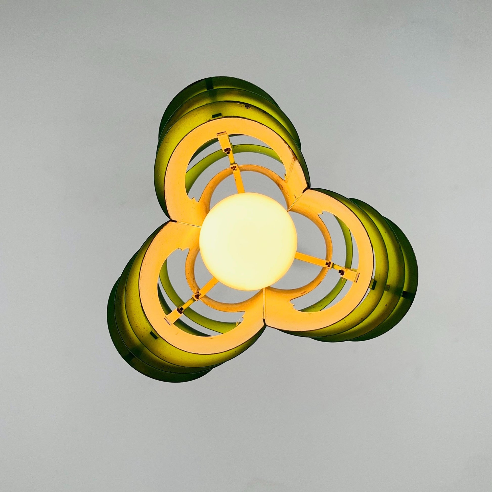 Mid-Century Danish Metal Pendant Green Lamp by Lyfa / Kay Korbing – Fog & Mørup, Denmark 1970s