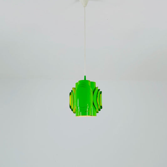 Mid-Century Danish Metal Pendant Green Lamp by Lyfa / Kay Korbing – Fog & Mørup, Denmark 1970s