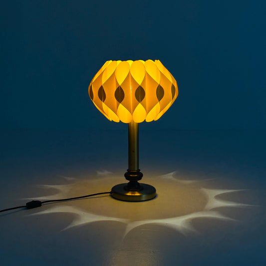 Mid-Century Zicoli Table Lamp – Yellow Sculptural Shade & Brass Base, 1960s
