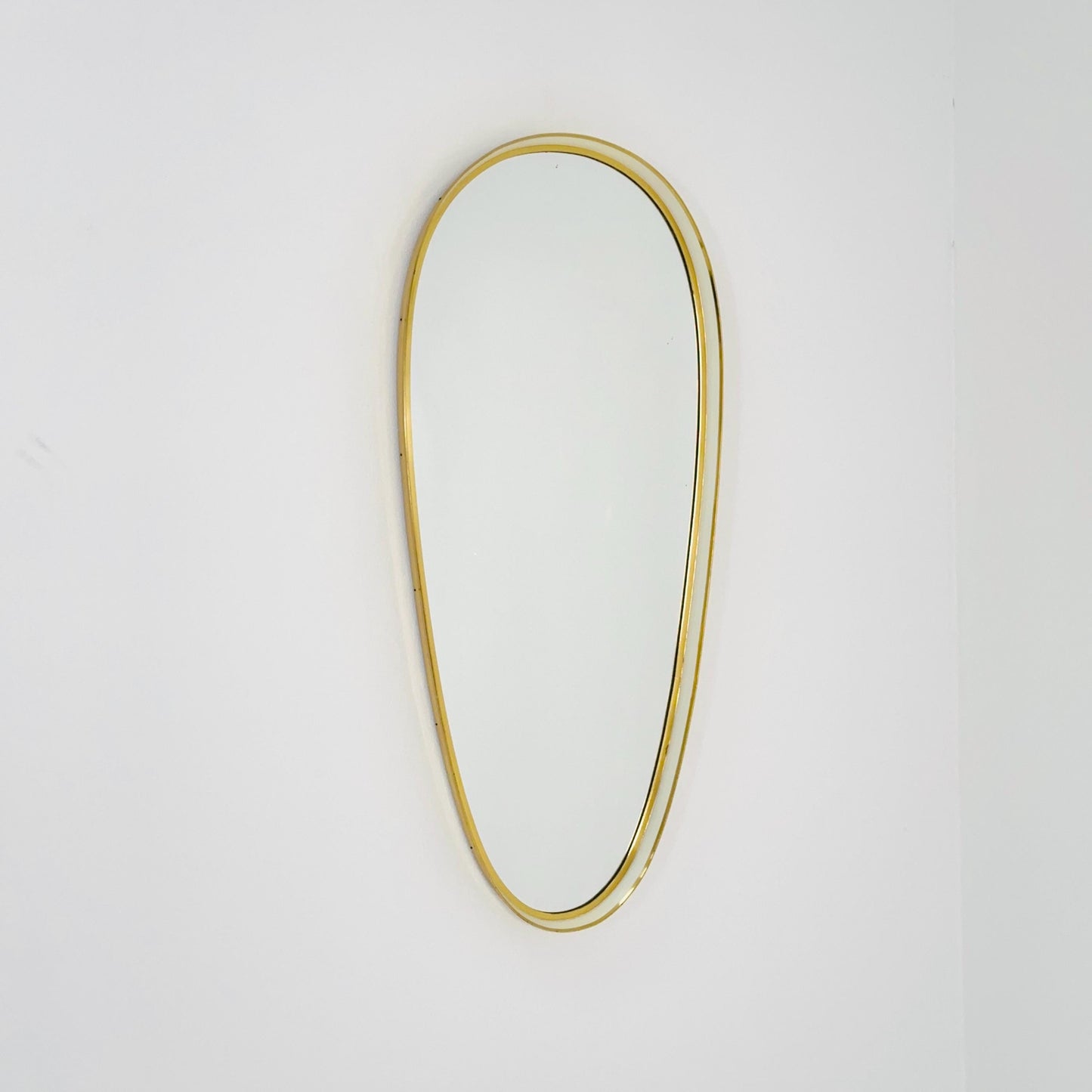 Huge Mid-Century Modern wall mirror with brass frame by Münchener Zierspiegel, 1950s