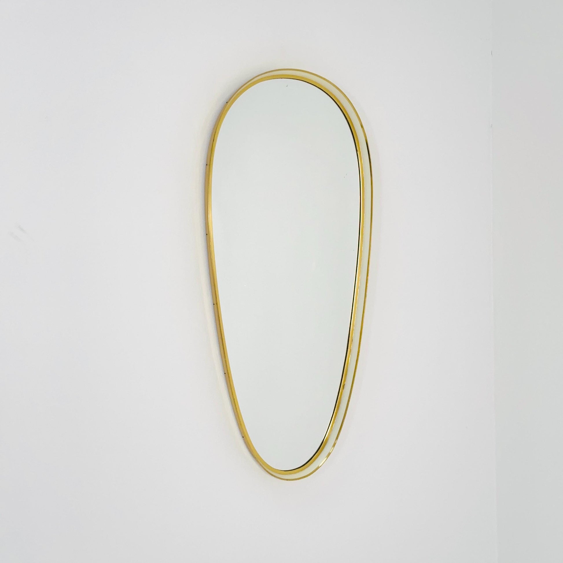 Huge Mid-Century Modern wall mirror with brass frame by Münchener Zierspiegel, 1950s