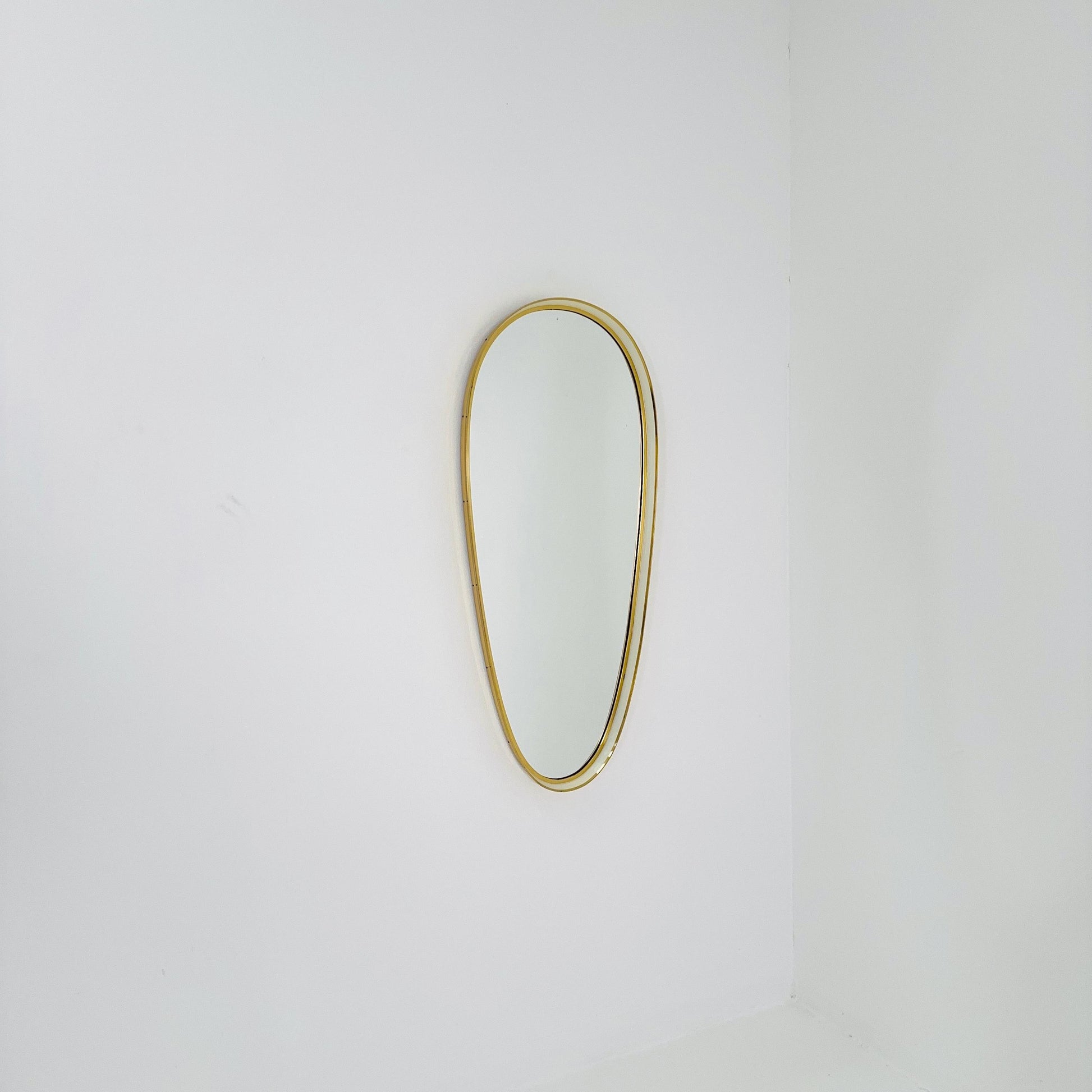 Huge Mid-Century Modern wall mirror with brass frame by Münchener Zierspiegel, 1950s