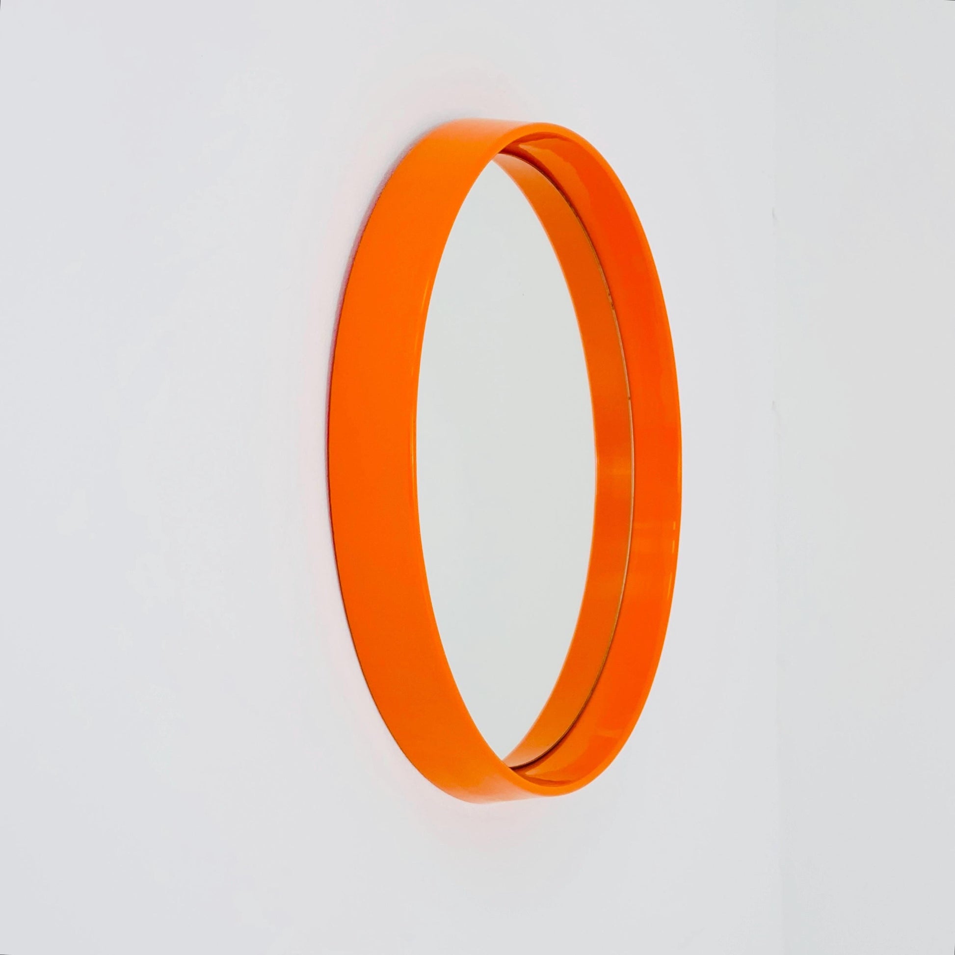 Space Age \Mid-Century orange Round wall Mirror , 1970s Germany