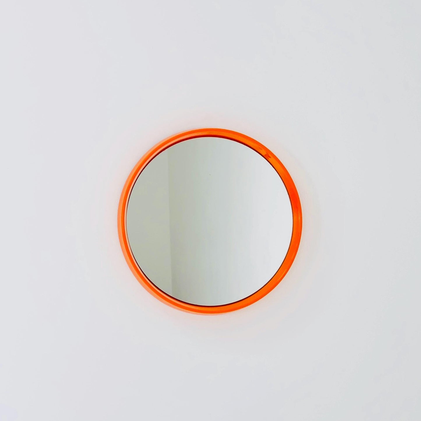 Space Age \Mid-Century orange Round wall Mirror , 1970s Germany