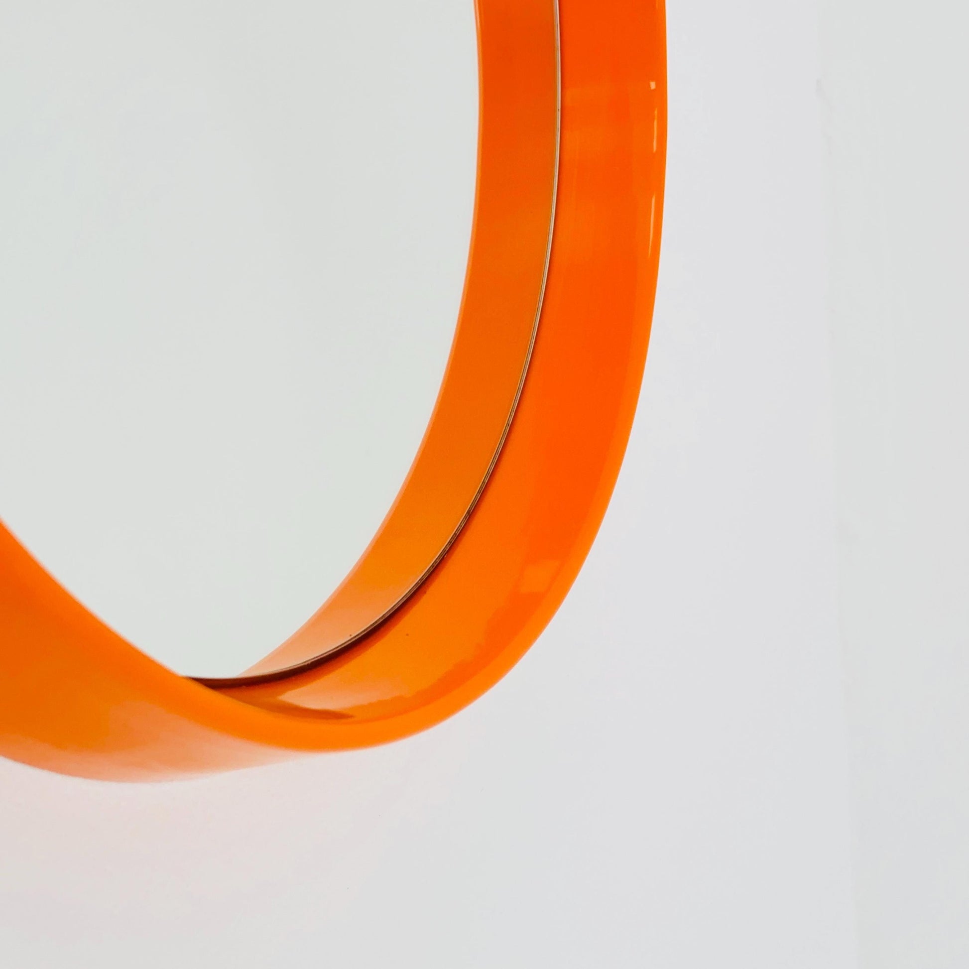 Space Age \Mid-Century orange Round wall Mirror , 1970s Germany