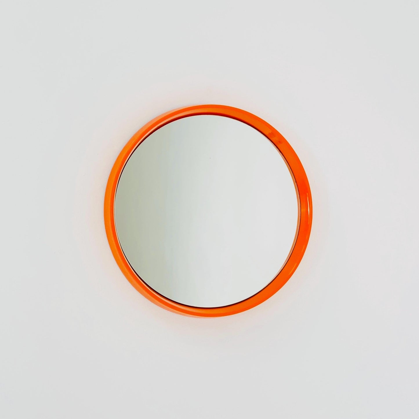 Space Age \Mid-Century orange Round wall Mirror , 1970s Germany