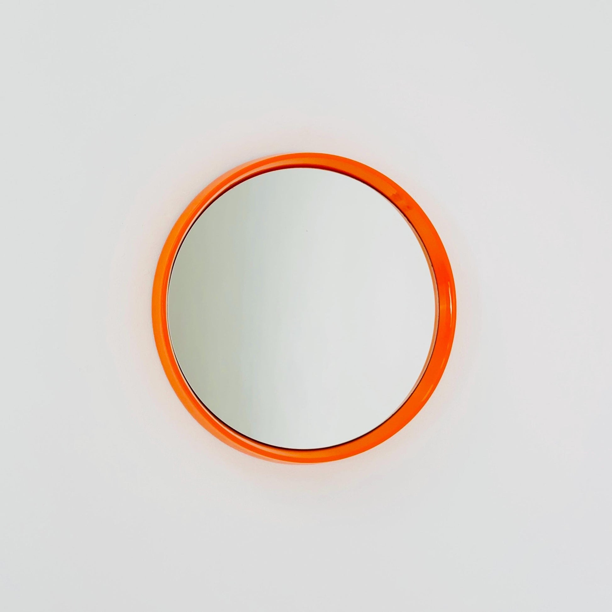 Space Age \Mid-Century orange Round wall Mirror , 1970s Germany