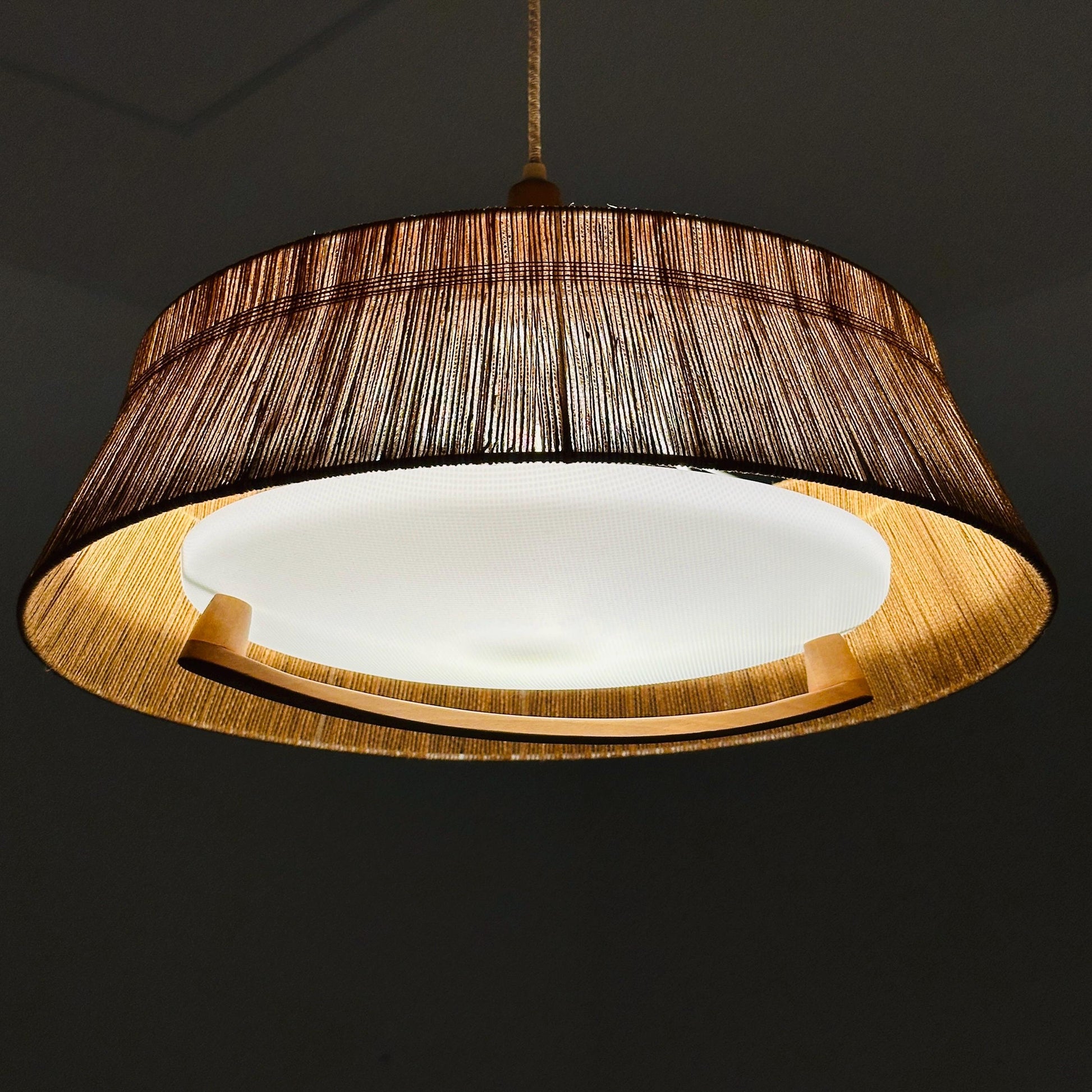 Mid century Pendant lamp sisal by Temde 1960s Germany