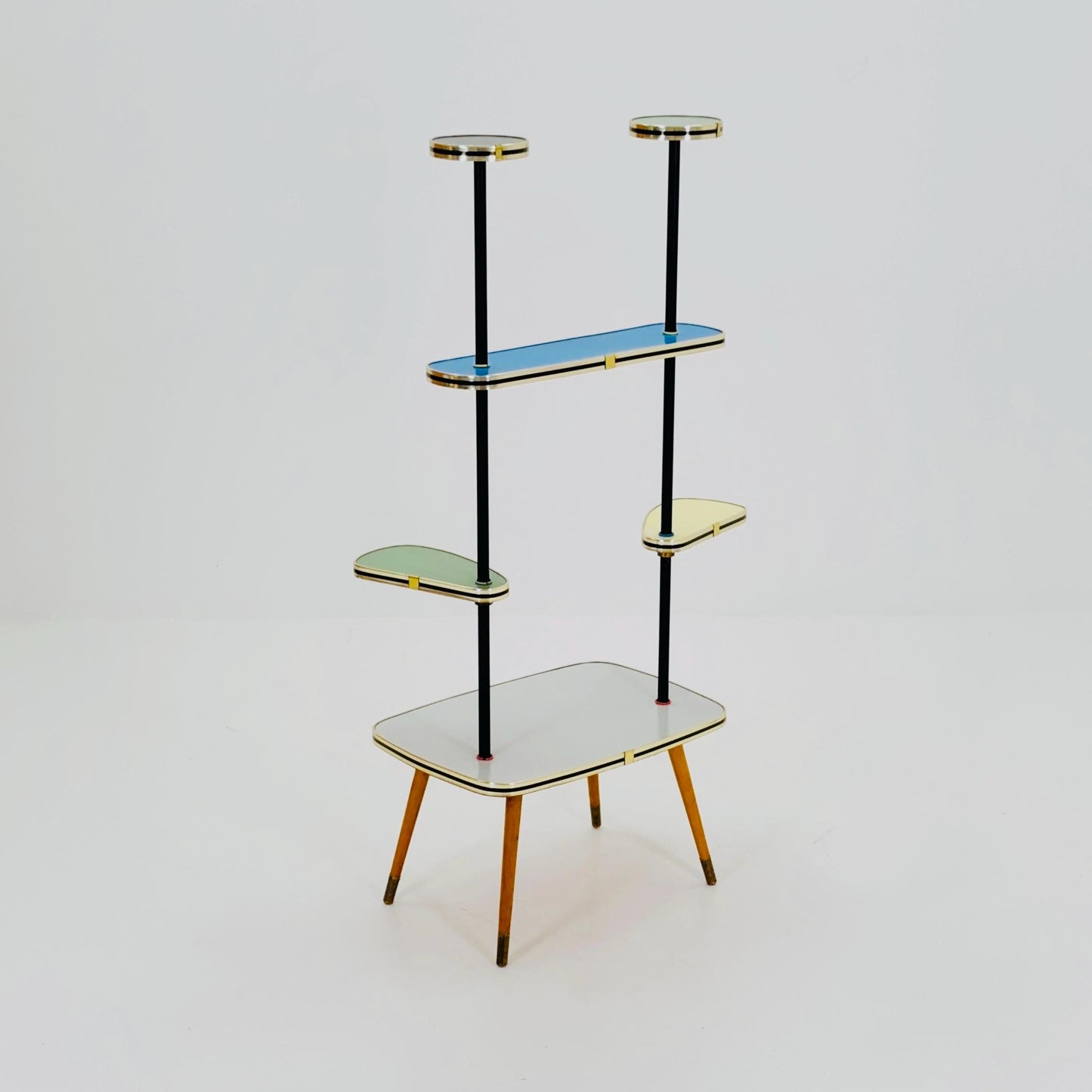 Rare Large German Plant Stand, Colorful Vintage Mid-Century Minimalist Indoor Plant Stand Side Table Retro flower table, 1950s Germany