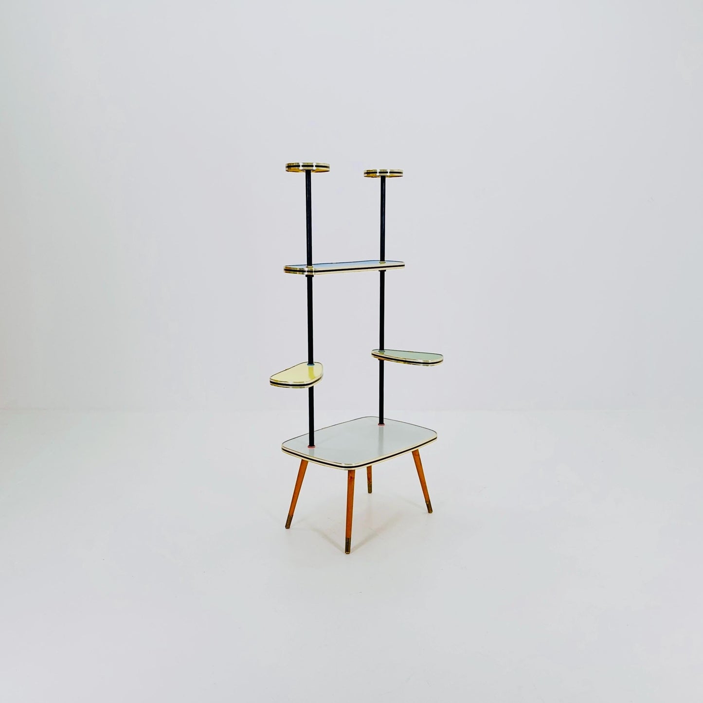 Rare Large German Plant Stand, Colorful Vintage Mid-Century Minimalist Indoor Plant Stand Side Table Retro flower table, 1950s Germany