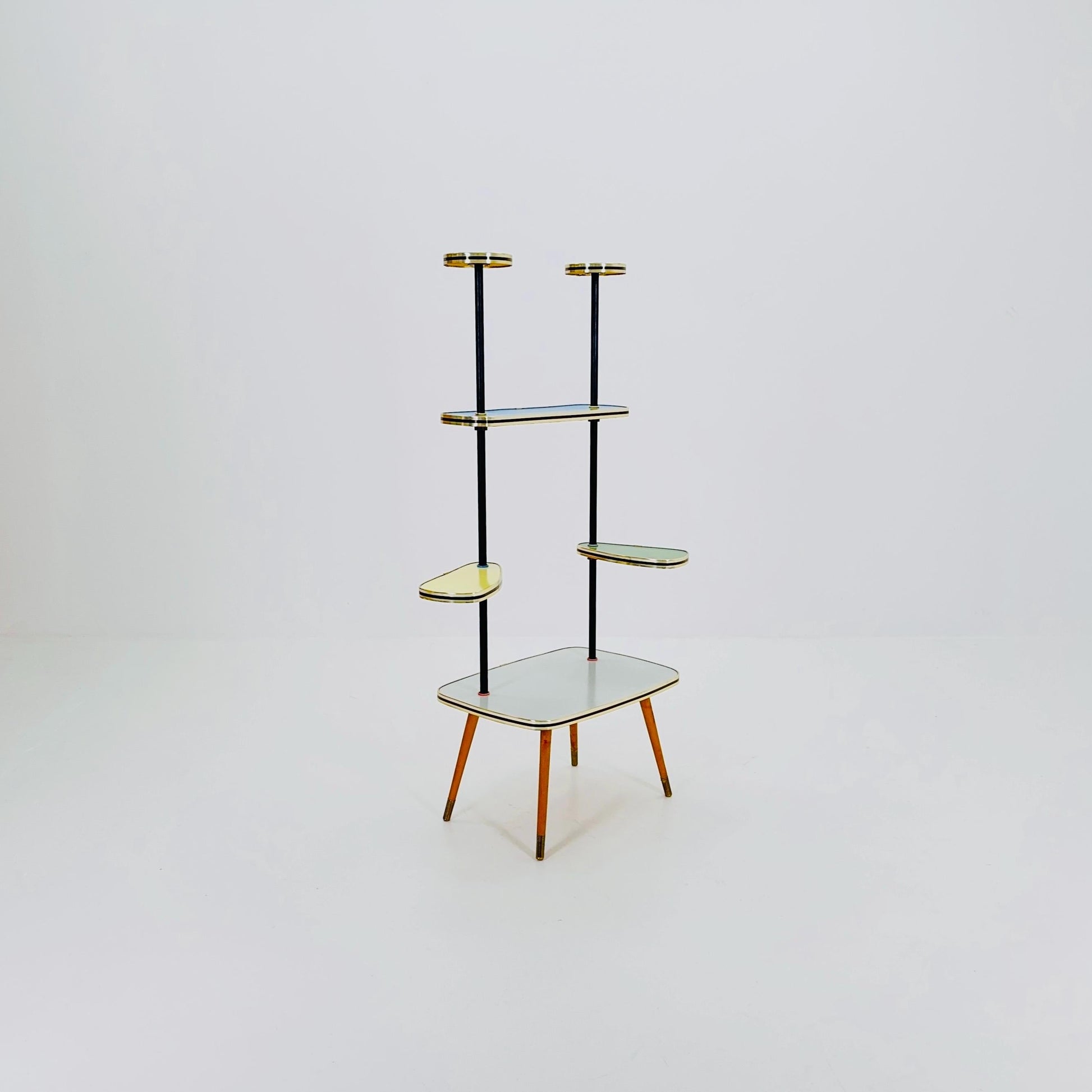 Rare Large German Plant Stand, Colorful Vintage Mid-Century Minimalist Indoor Plant Stand Side Table Retro flower table, 1950s Germany