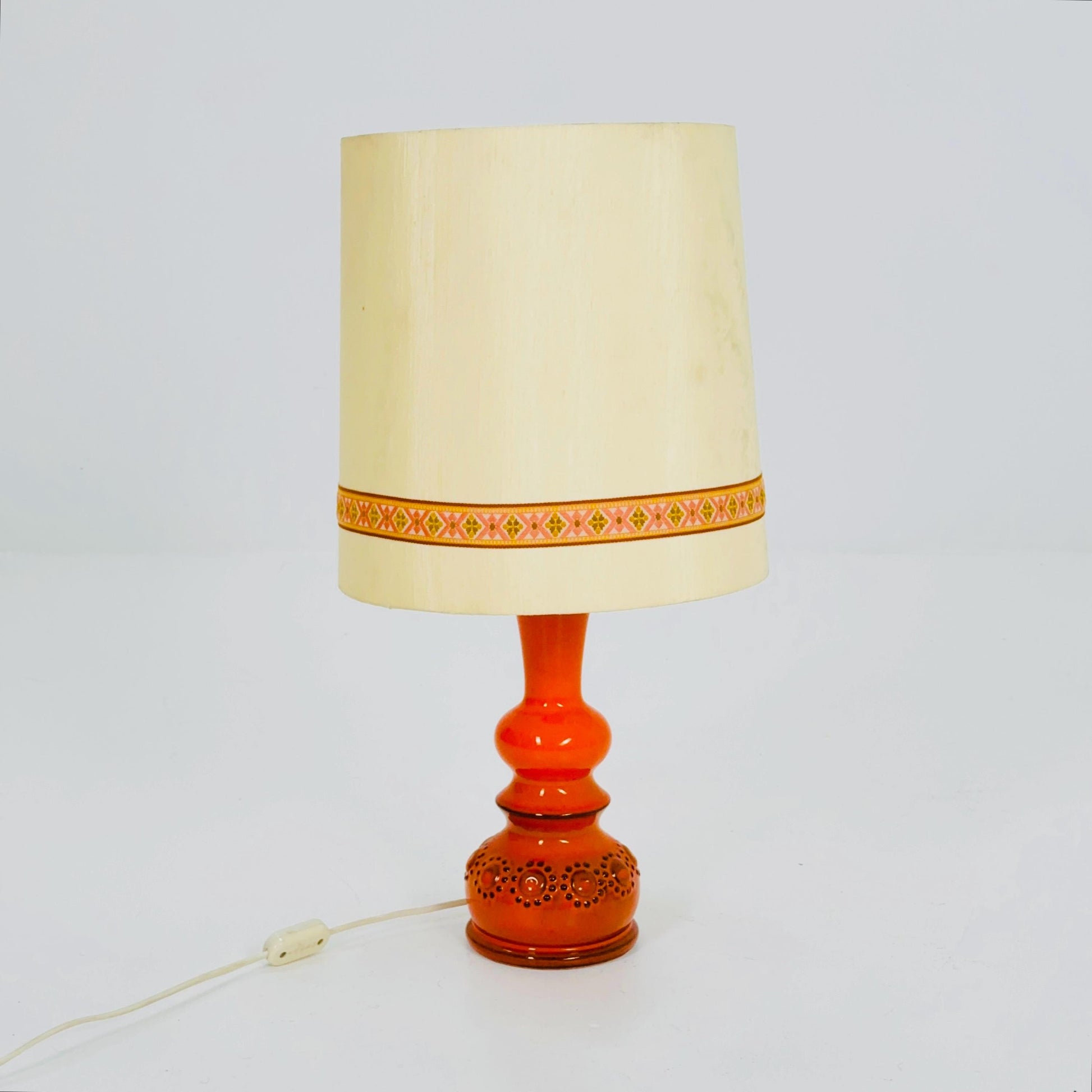 Mid century Orange Beige Ceramic handmade table - Buffet lamp 1960s Germany
