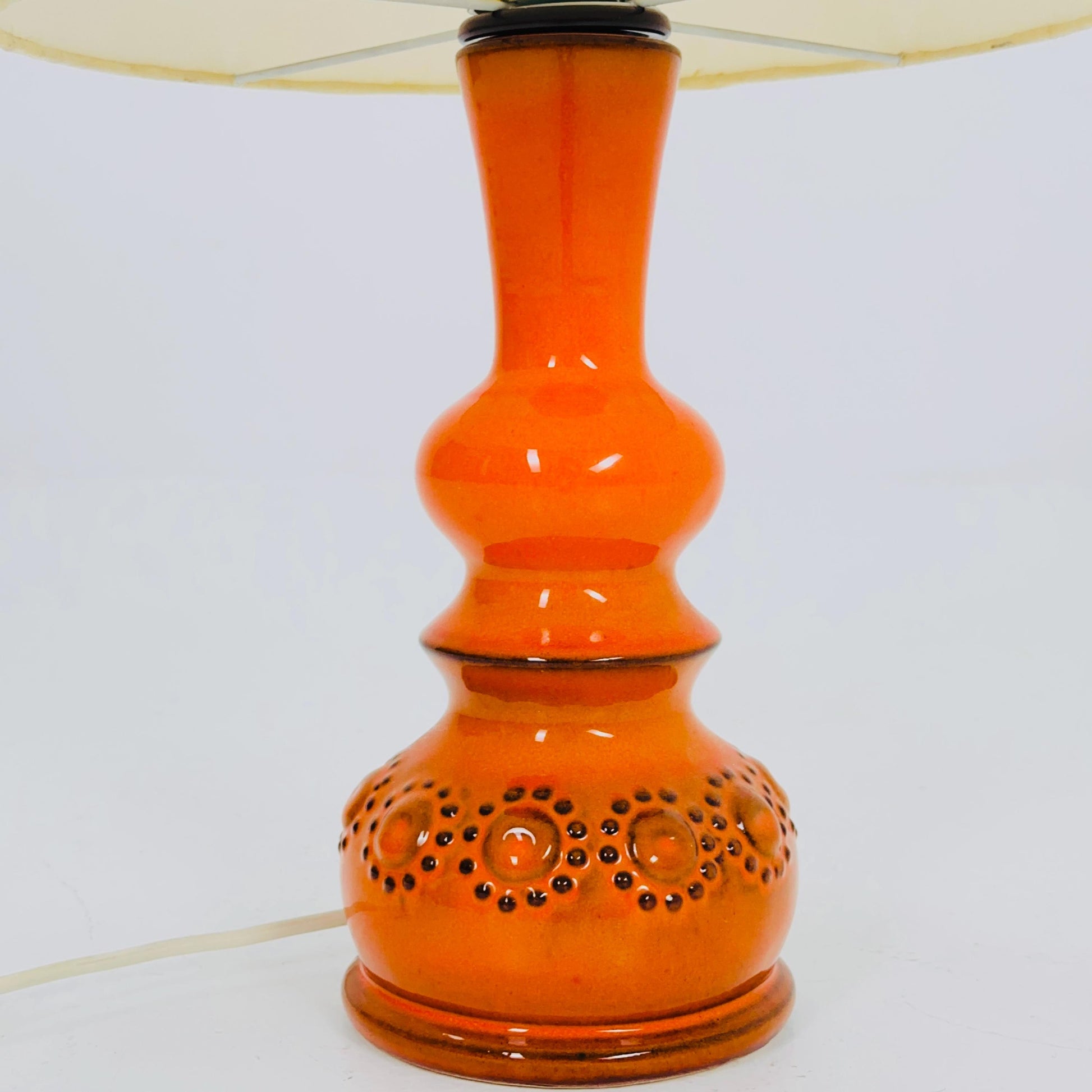 Mid century Orange Beige Ceramic handmade table - Buffet lamp 1960s Germany