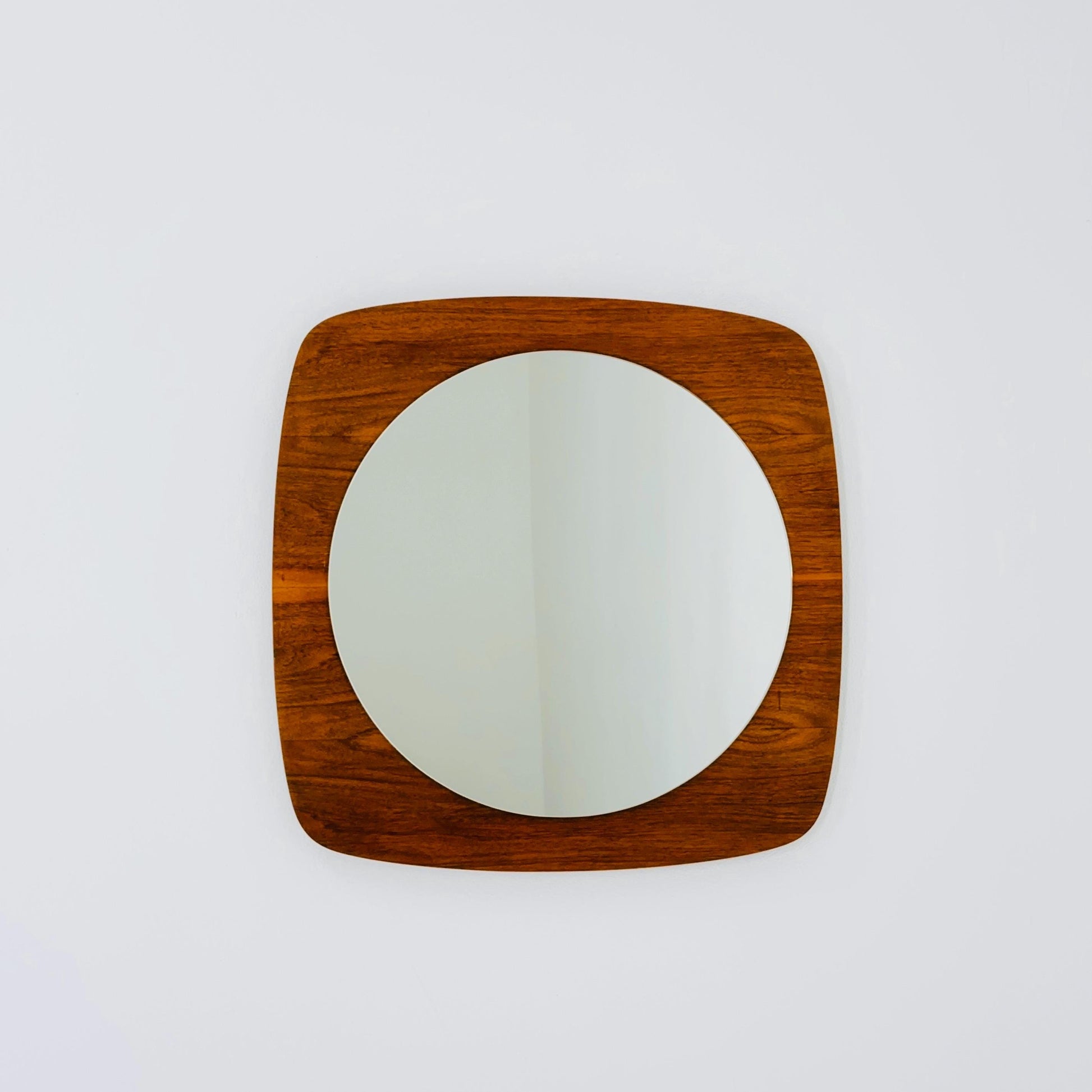 Mid-century Modern rare square wall-mounted mirror By Aksel Kjersgaard , Danish 1960s