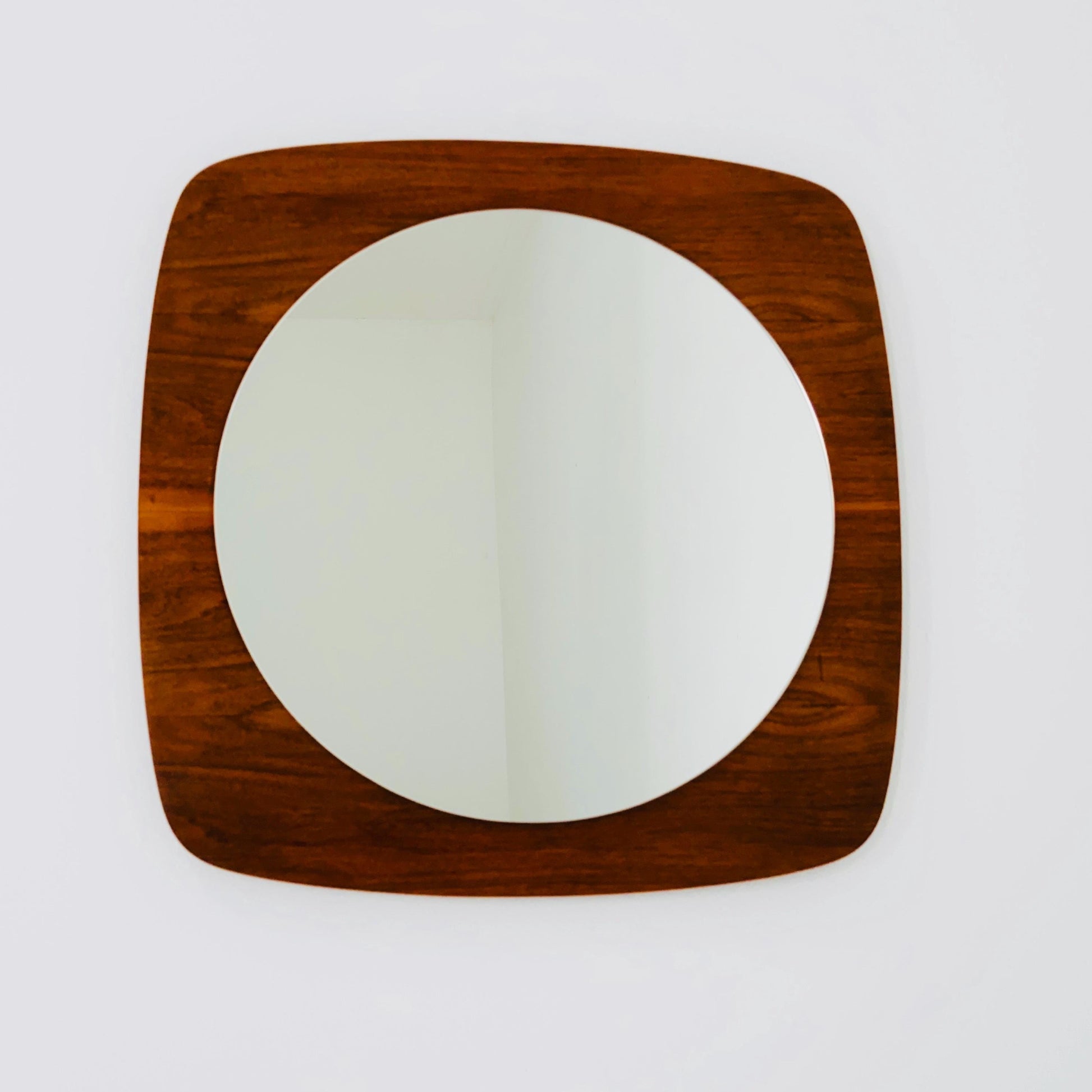 Mid-century Modern rare square wall-mounted mirror By Aksel Kjersgaard , Danish 1960s