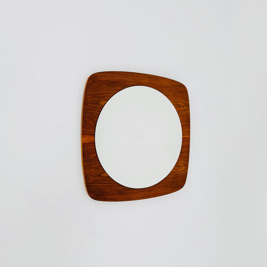 Mid-century Modern rare square wall-mounted mirror By Aksel Kjersgaard , Danish 1960s
