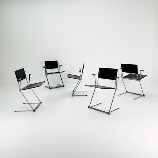Set of 6 Ballerina Black Dining Chairs by Herbert Ohl for Matteo Grassi, Italy 1980s