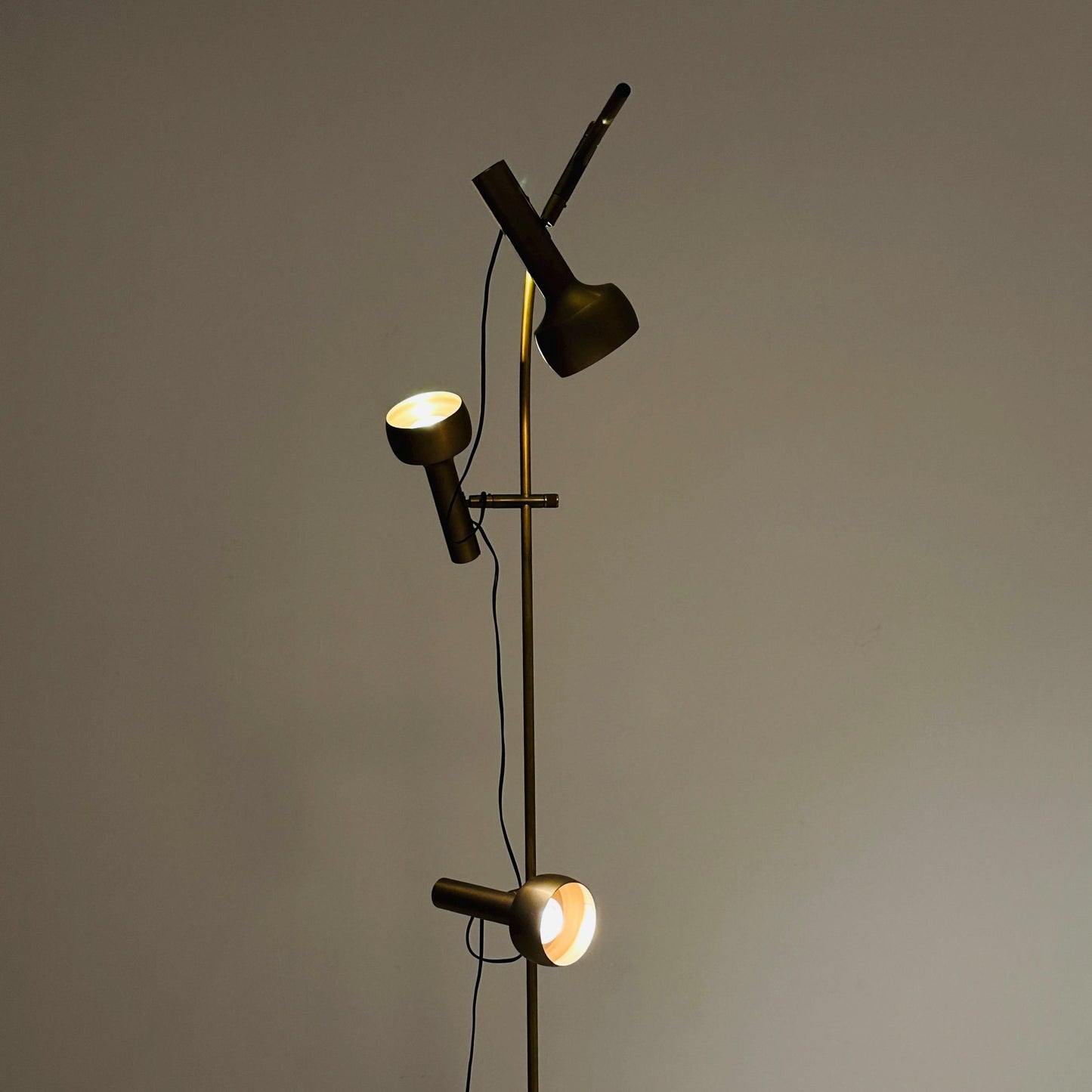 Mid-Century Golden Brass Floor Lamp by V. Frauenknecht for Swisslamps International, 1970s