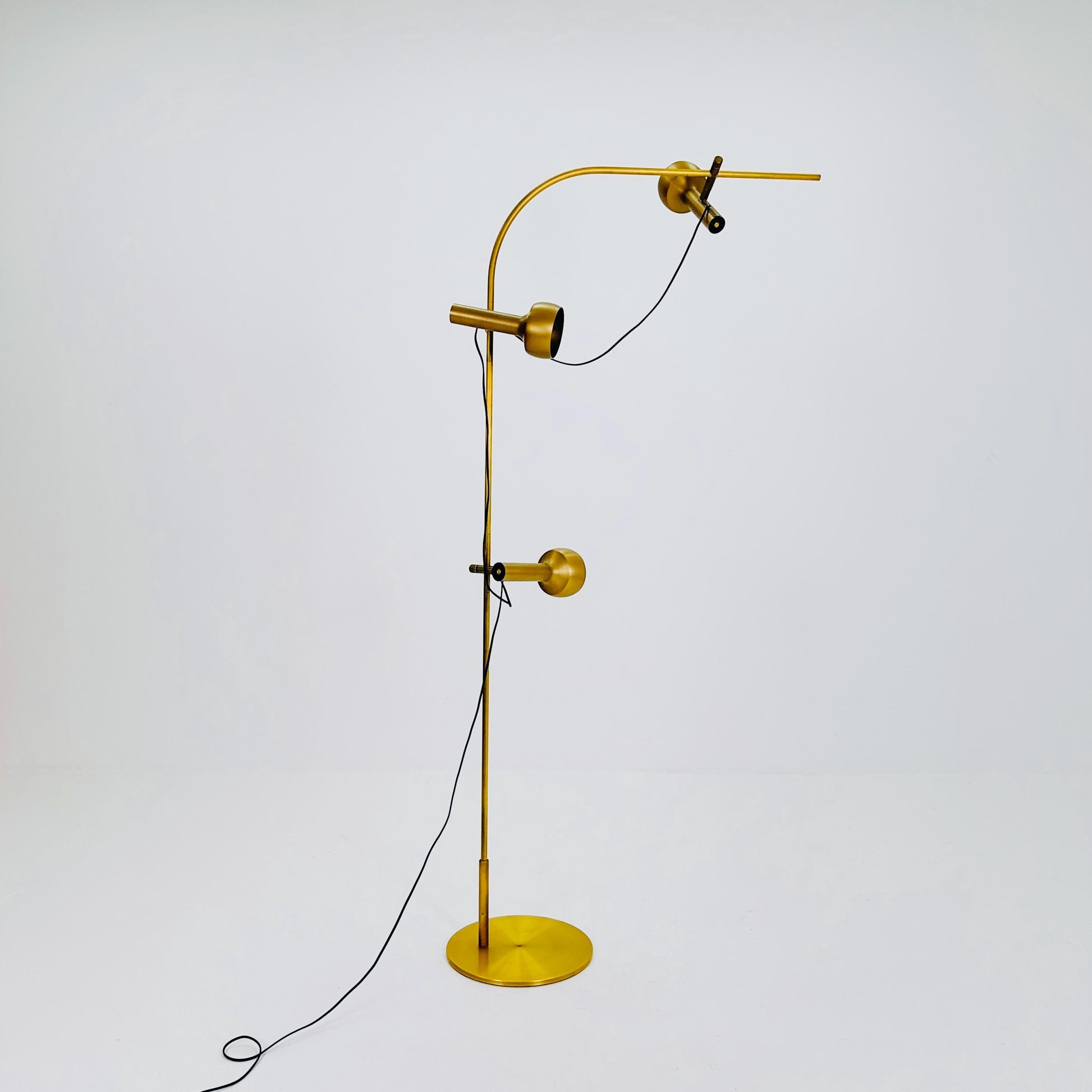 Mid-Century Golden Brass Floor Lamp by V. Frauenknecht for Swisslamps International, 1970s