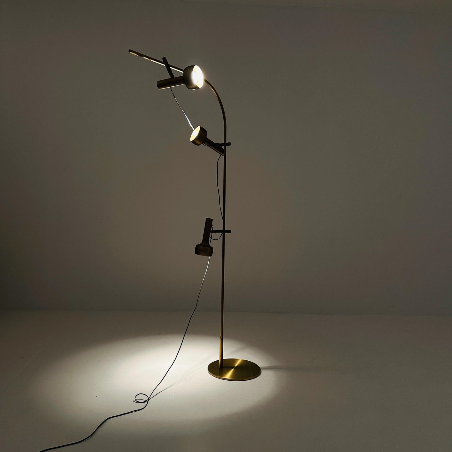 Mid-Century Golden Brass Floor Lamp by V. Frauenknecht for Swisslamps International, 1970s