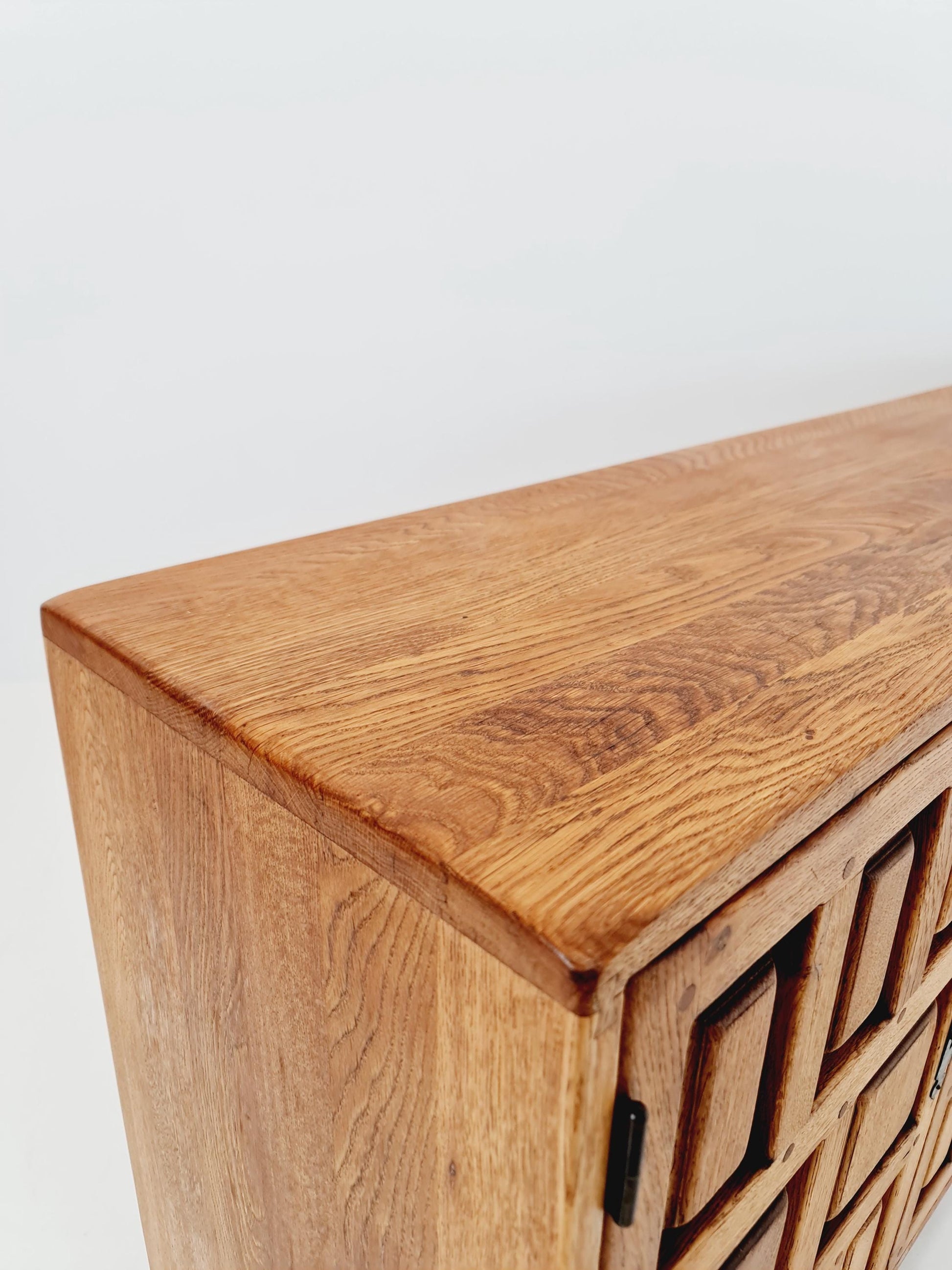Rare Mid century Spanish Solid oak Brutalist Sideboard ,1960s